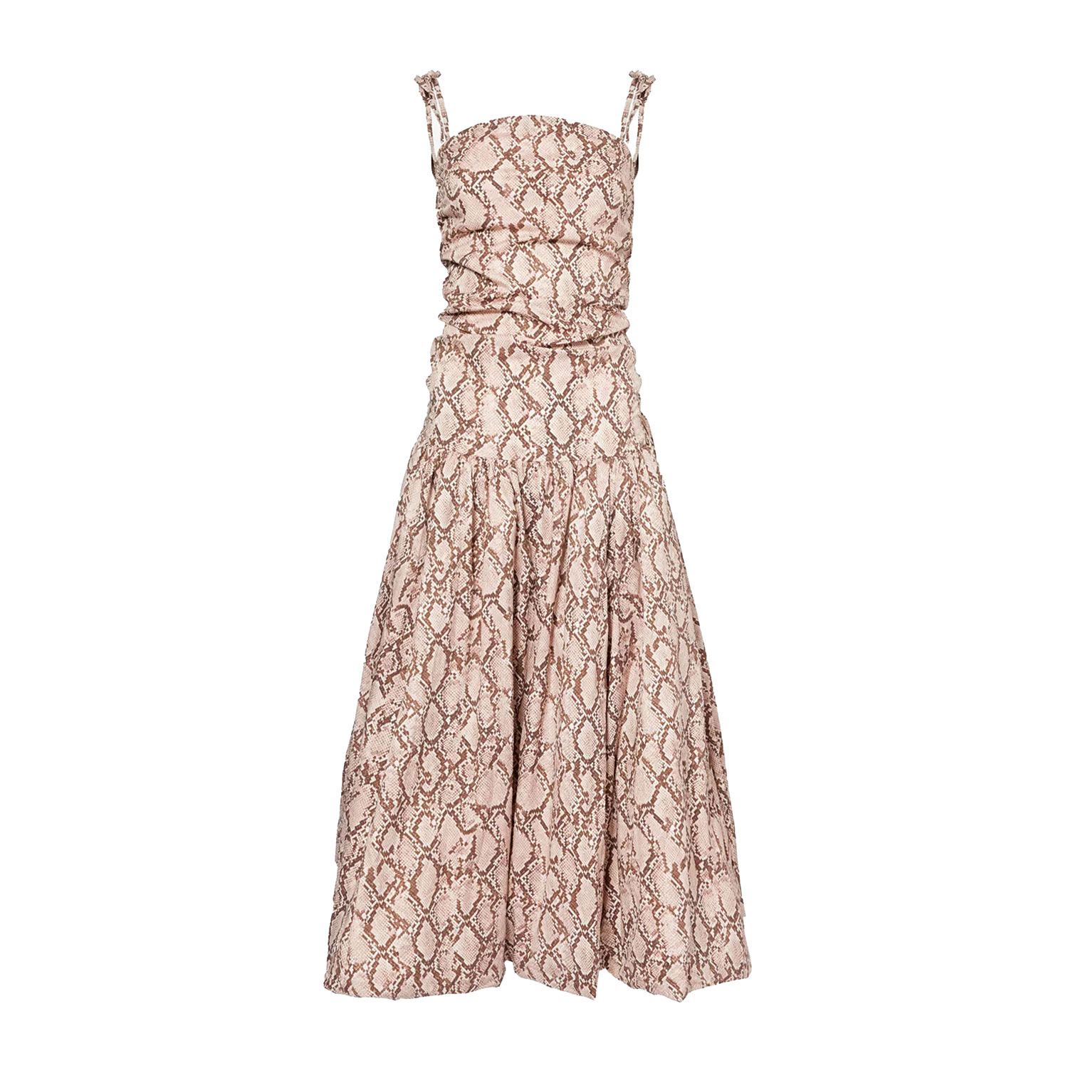 Amy Lynn Women's Neutrals / Brown Alexa Snake Print Puffball Dress In Brown