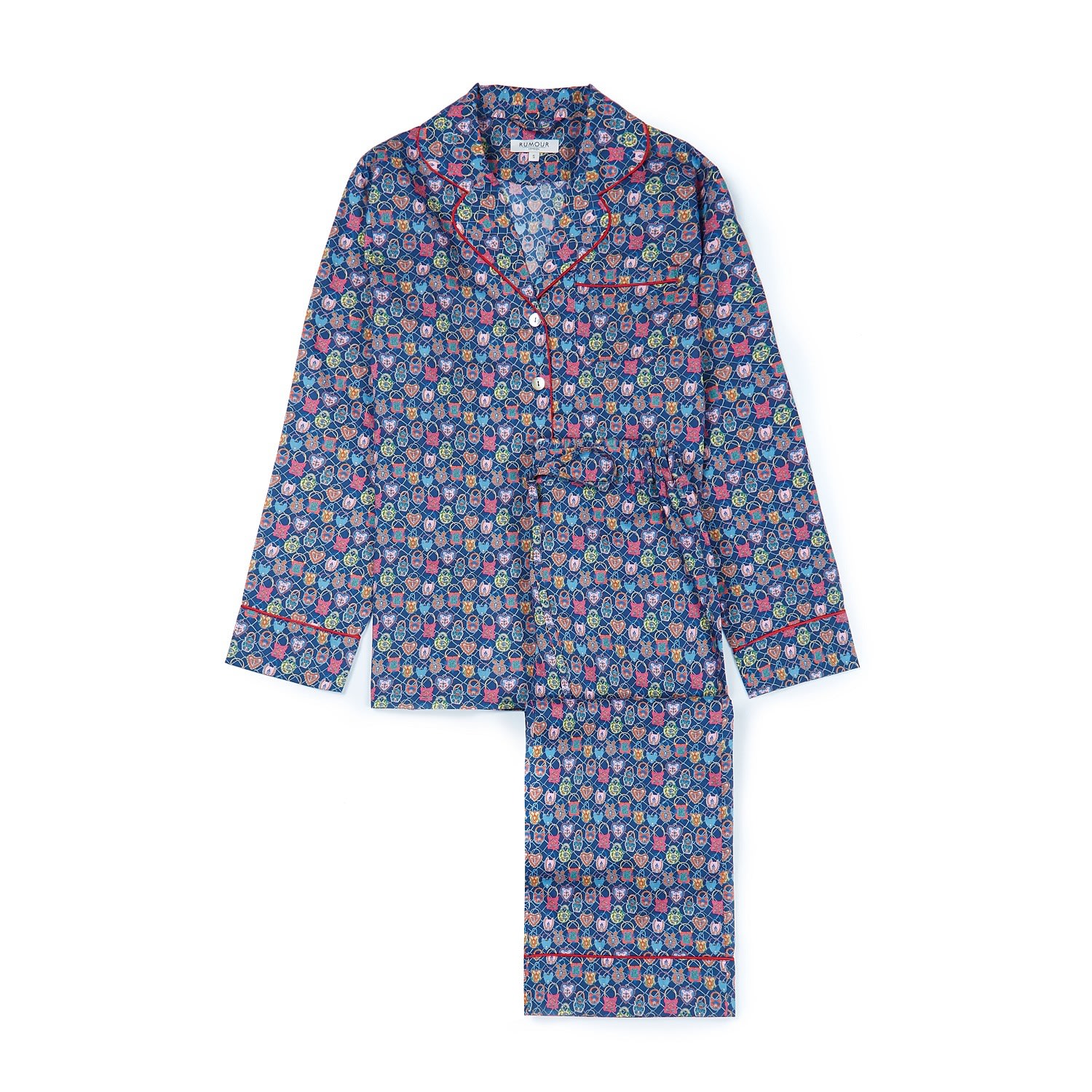 Women’s Blue Together Liberty Print Cotton Pyjama Set Large Rumour London