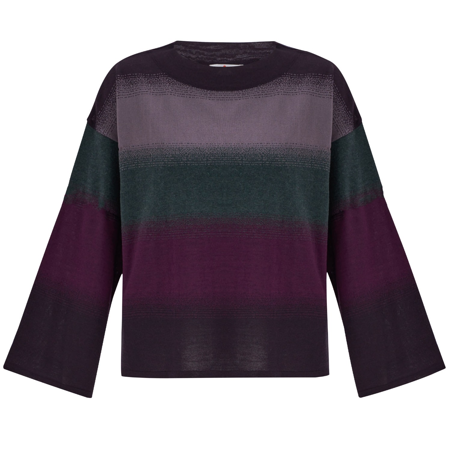Peraluna Women's Color Transition O-neck Bell Sleeve Knitwear Pullover - Multicolour
