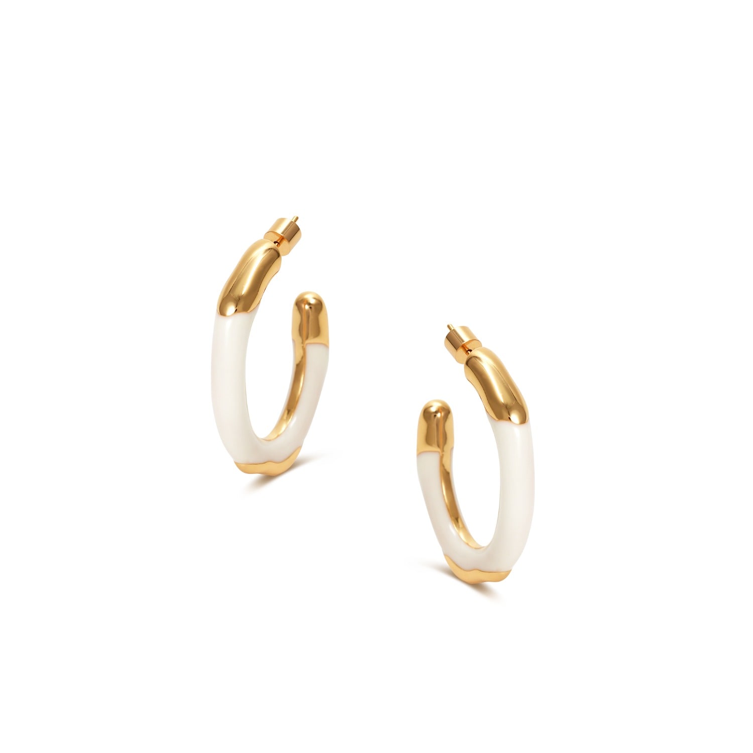 Retro Chic Women's White / Gold Time Ripples Earrings