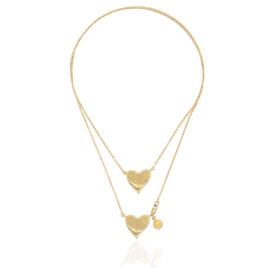 Women’s Gold Jille Bean Scapular Hearts Necklace Syd and Pia Nyc