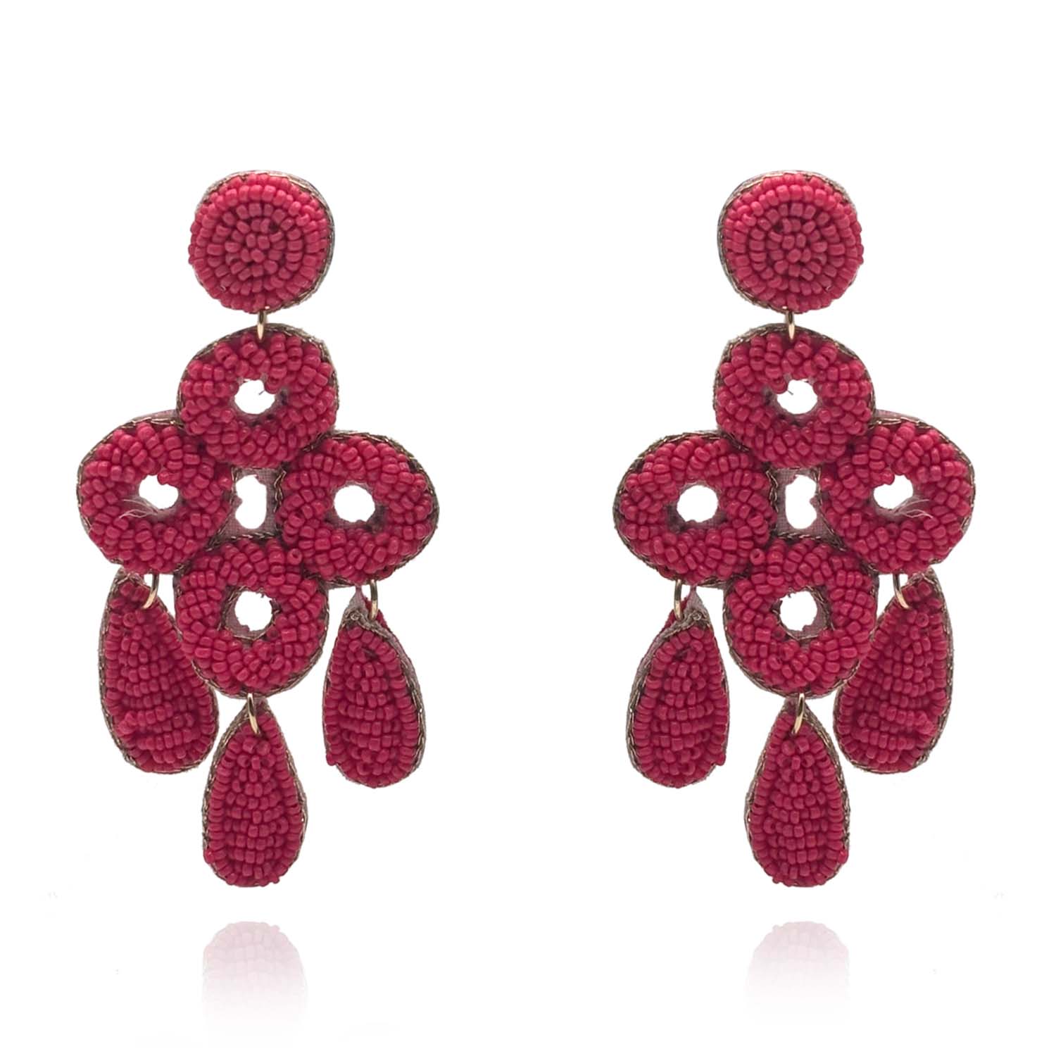 Michael Nash Jewelry Women's Pink / Purple Fuschia Hand-beaded Drop Earrings" In Gray