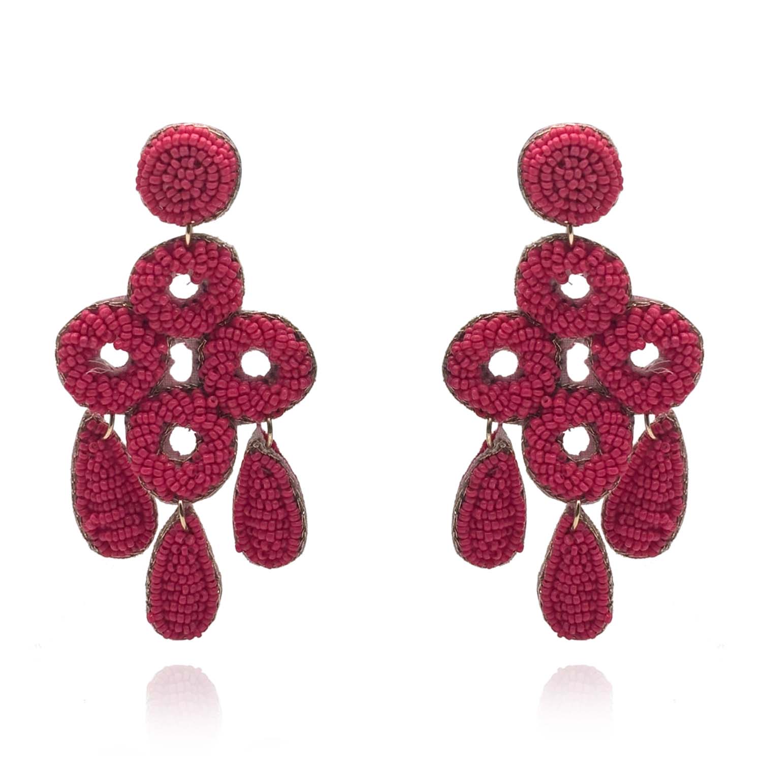 Women’s Pink / Purple Fuschia Hand-Beaded Drop Earrings" Michael Nash Jewelry