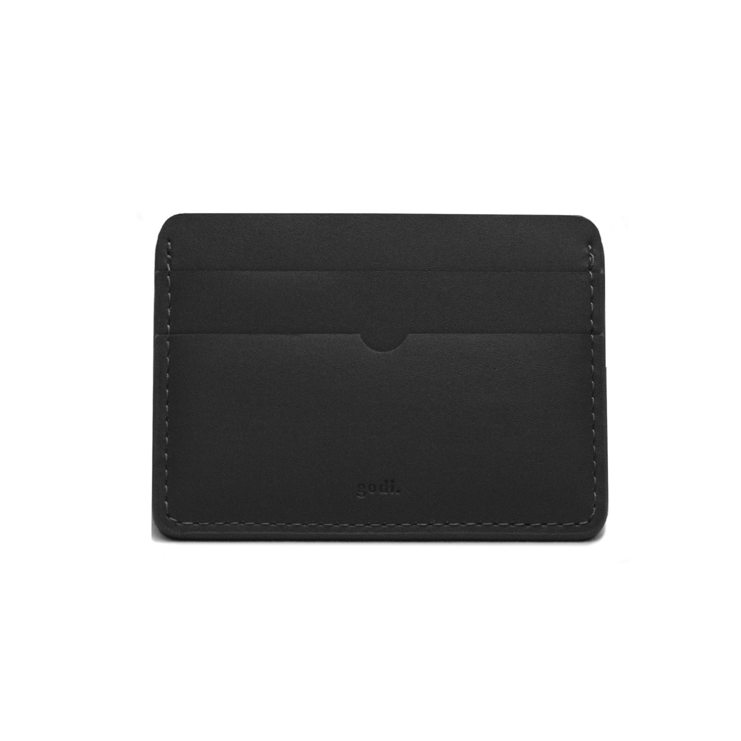 Godi. Men's Handmade Leather Card Case - Black In Black