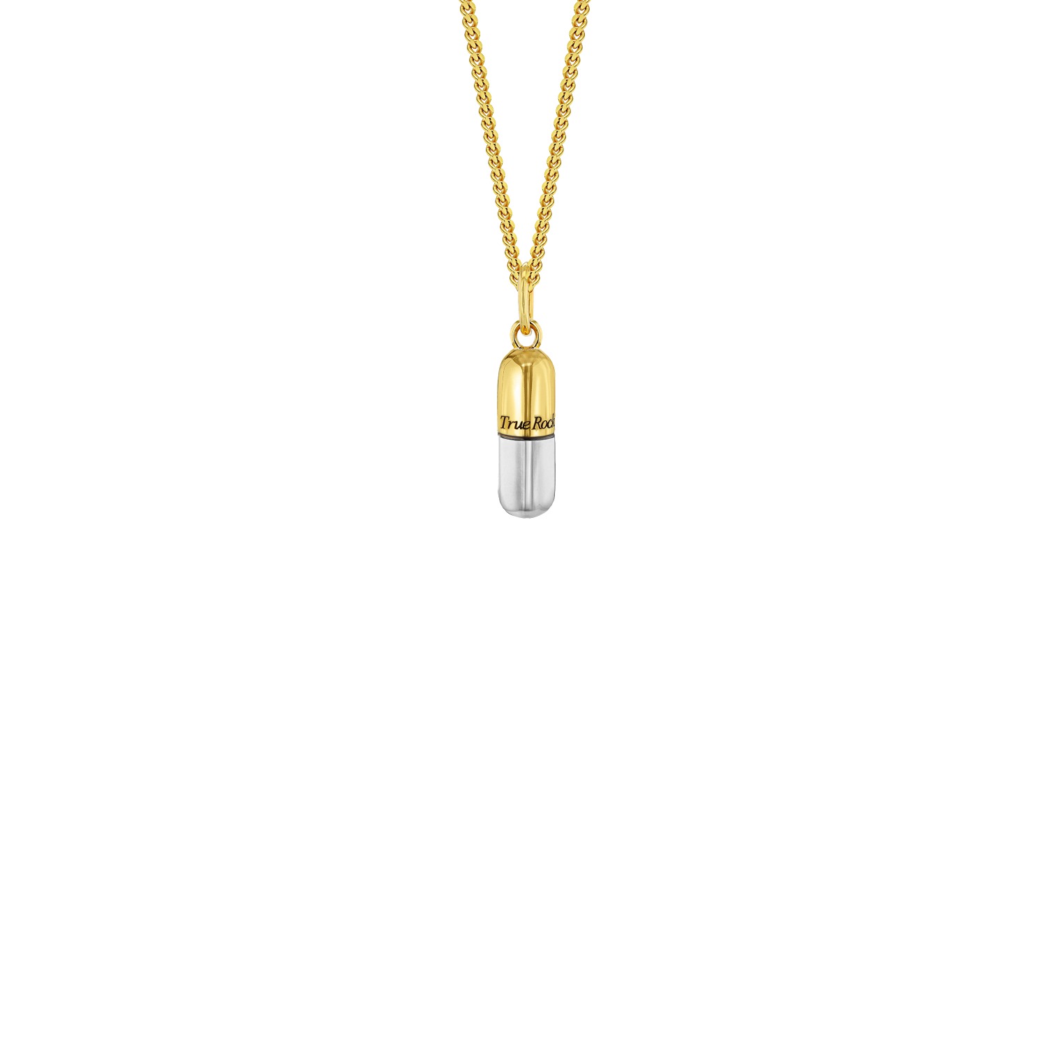 True Rocks Men's Gold / Silver 2 Tone 18kt Gold Plated & Sterling Mini Silver Pill Pendant In Gold