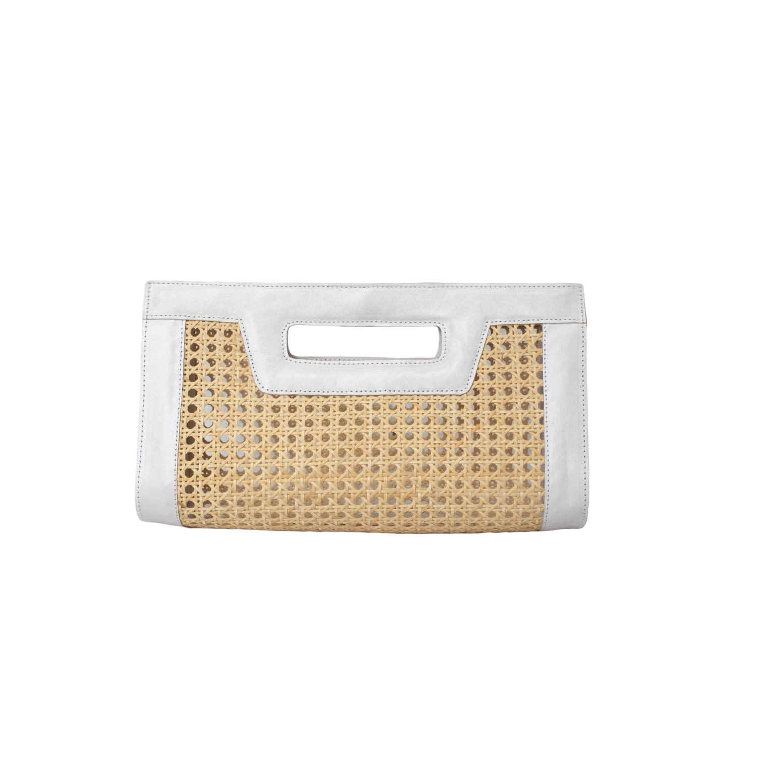 Women’s Venice Long Cane Leather Clutch - White One Size Jelavu