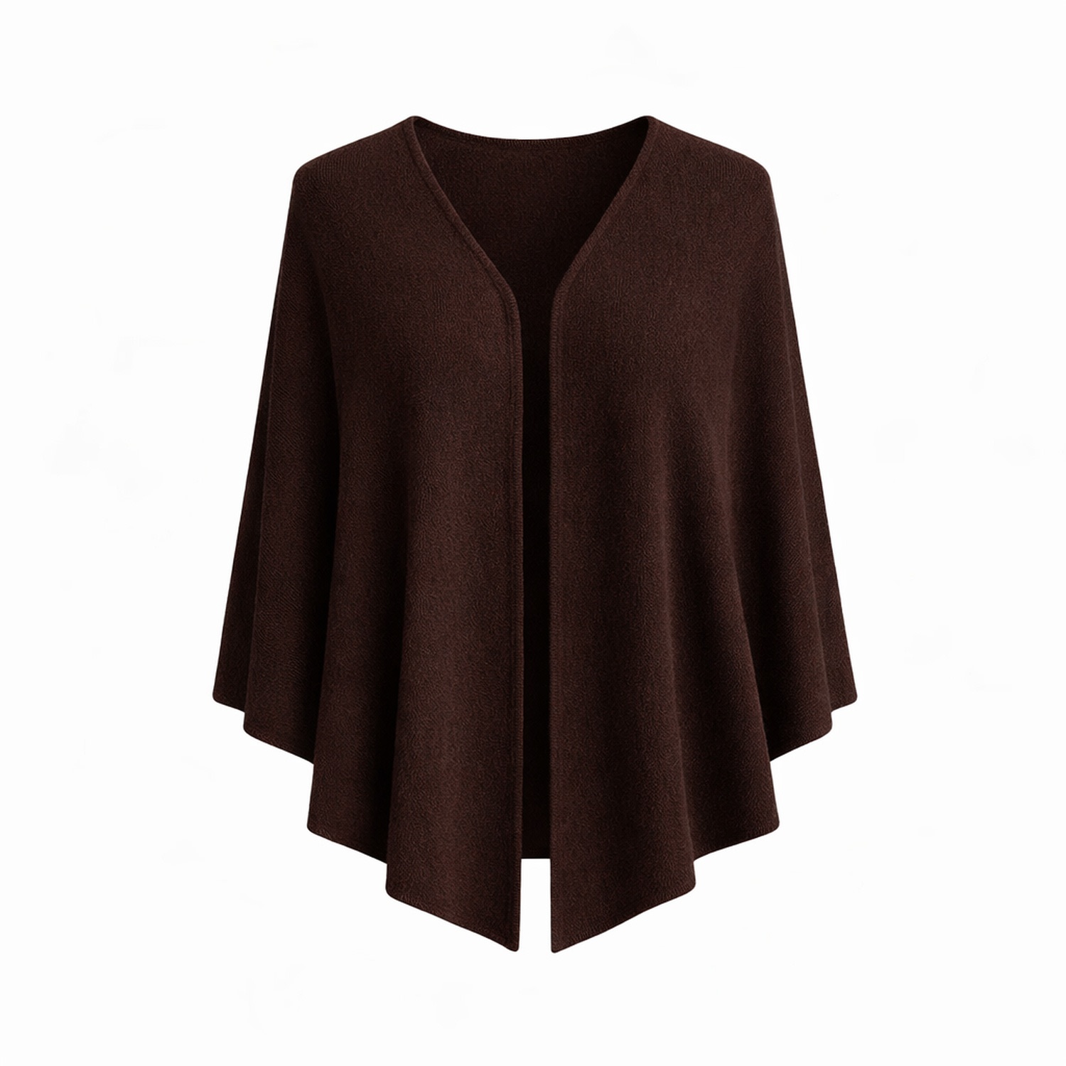 Women&rsquo;s Open Front Cashmere Poncho - Brown | Small | Fiora Muse