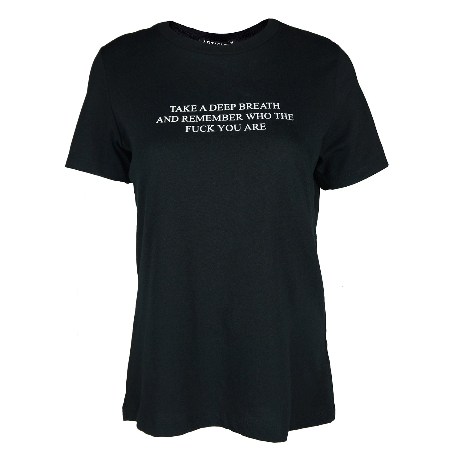 Article X Women's Black Take A Deep Breath T-shirt In Black