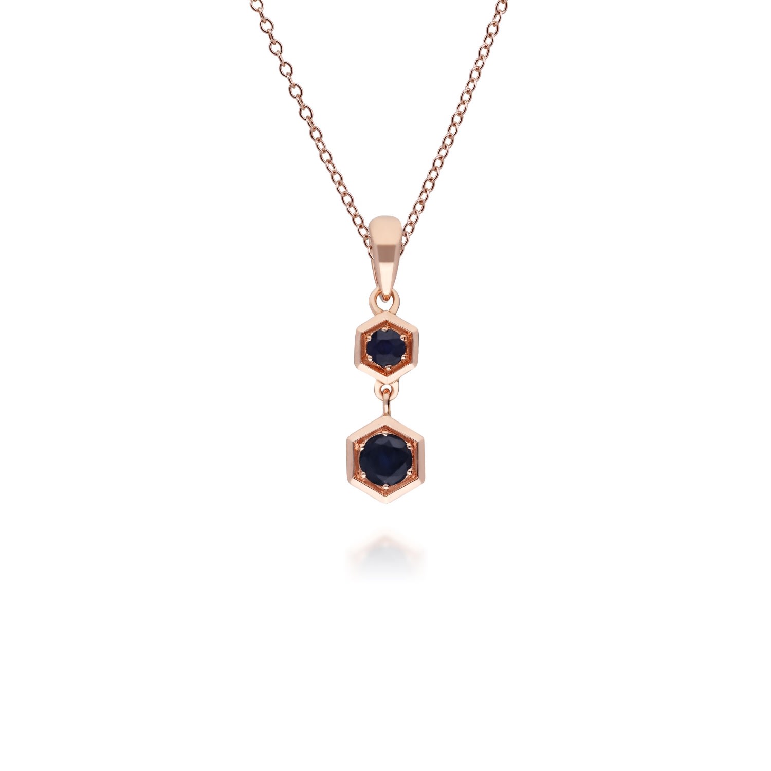 Women’s Blue Honeycomb Sapphire Pendant Necklace In Rose Gold Gemondo