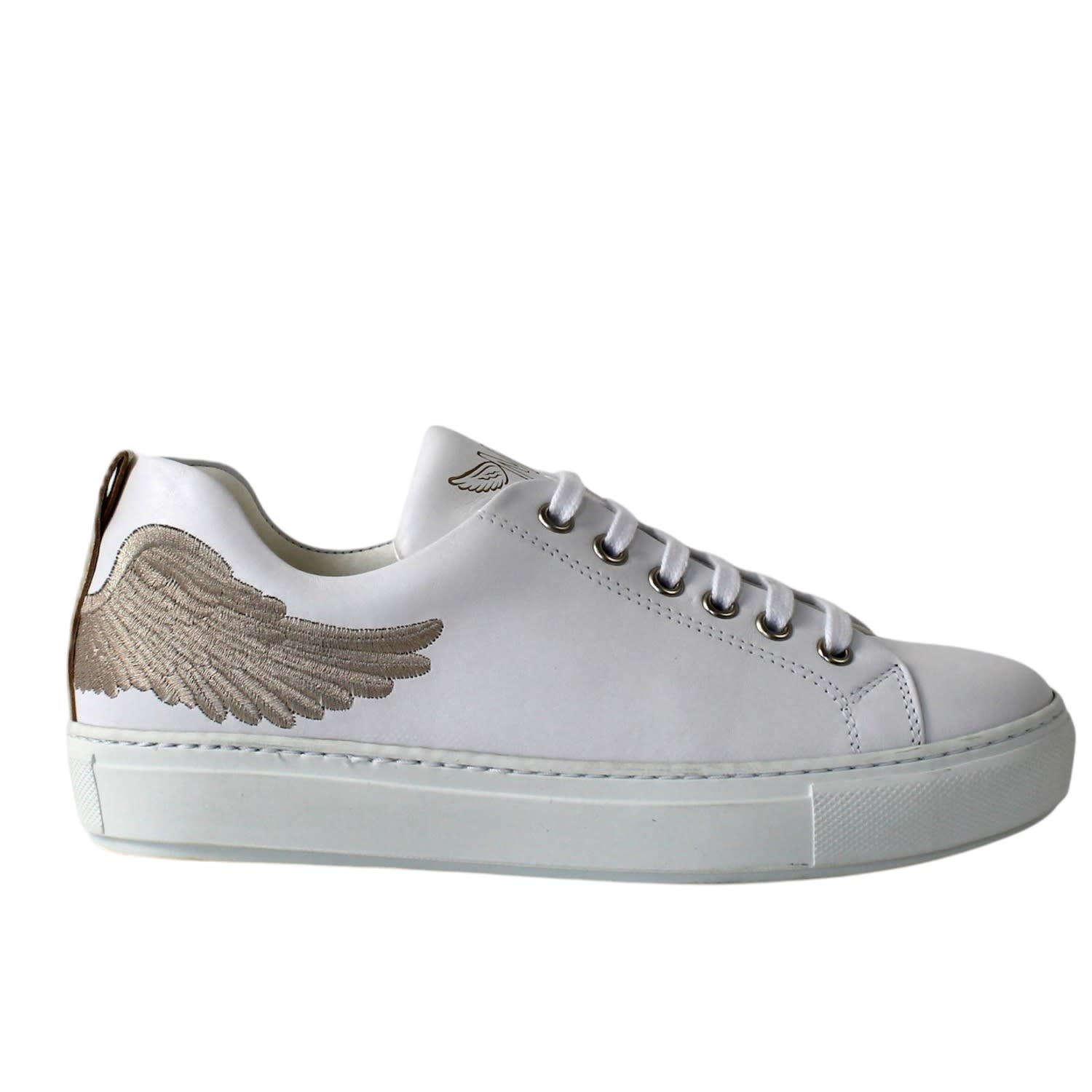 Women&rsquo;s Neutrals / White Angel&rsquo;s Ease - Classic Trainer In White With Champagne Gold Wing | 5 Uk | Marte
