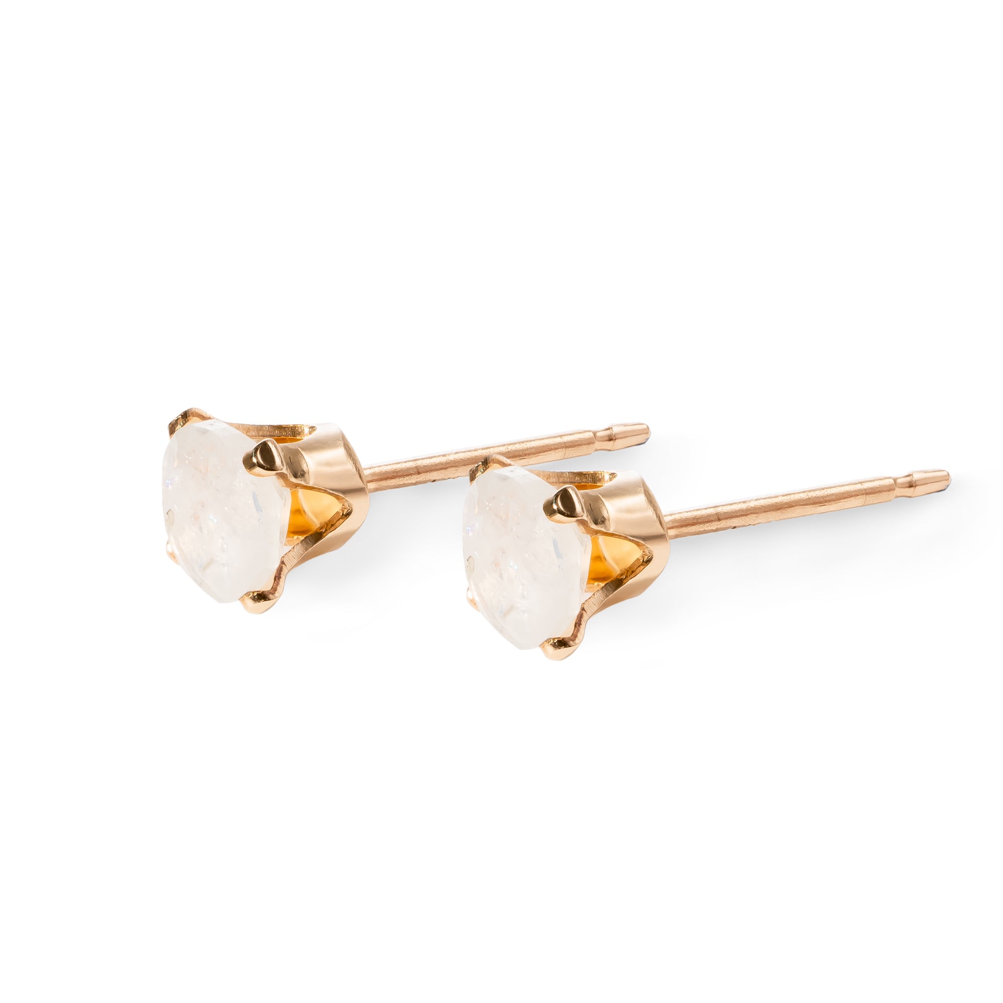 Women’s Moonstone June Birthstone Studs - 14K Gold Lunar James