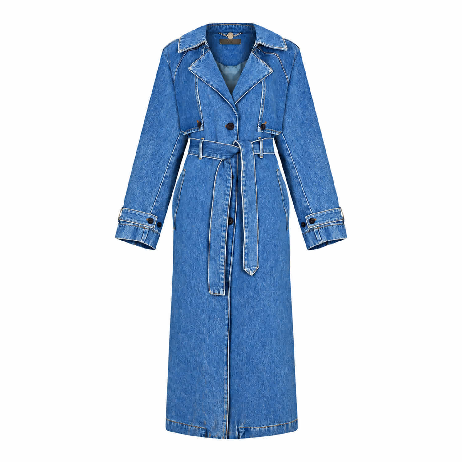 Oversized Denim Trench Coat - Classic Washed | GOC DENIM | Wolf