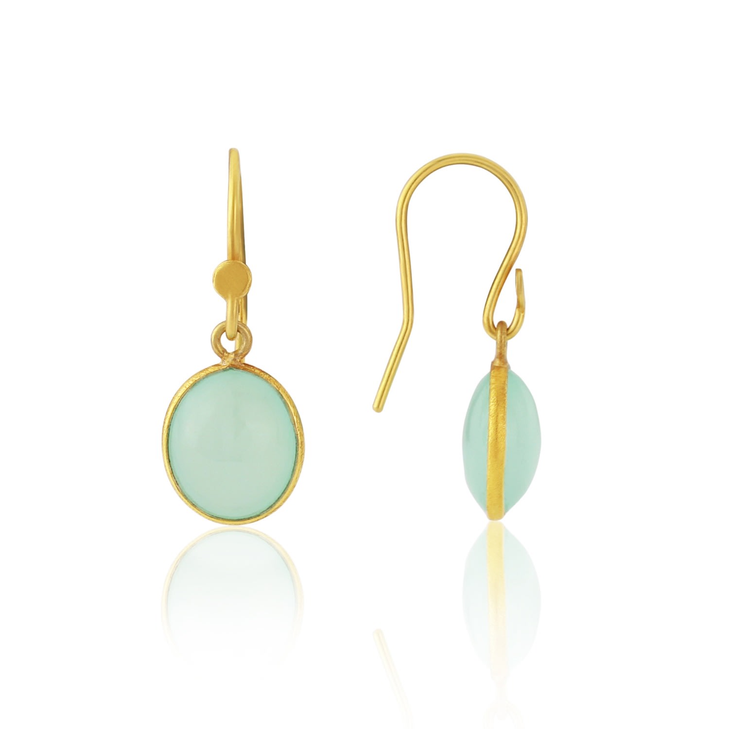 Women’s Gold / Blue Pollara Gold Vermeil & Cabouchon Aqua Chalcedony Earrings Auree Jewellery