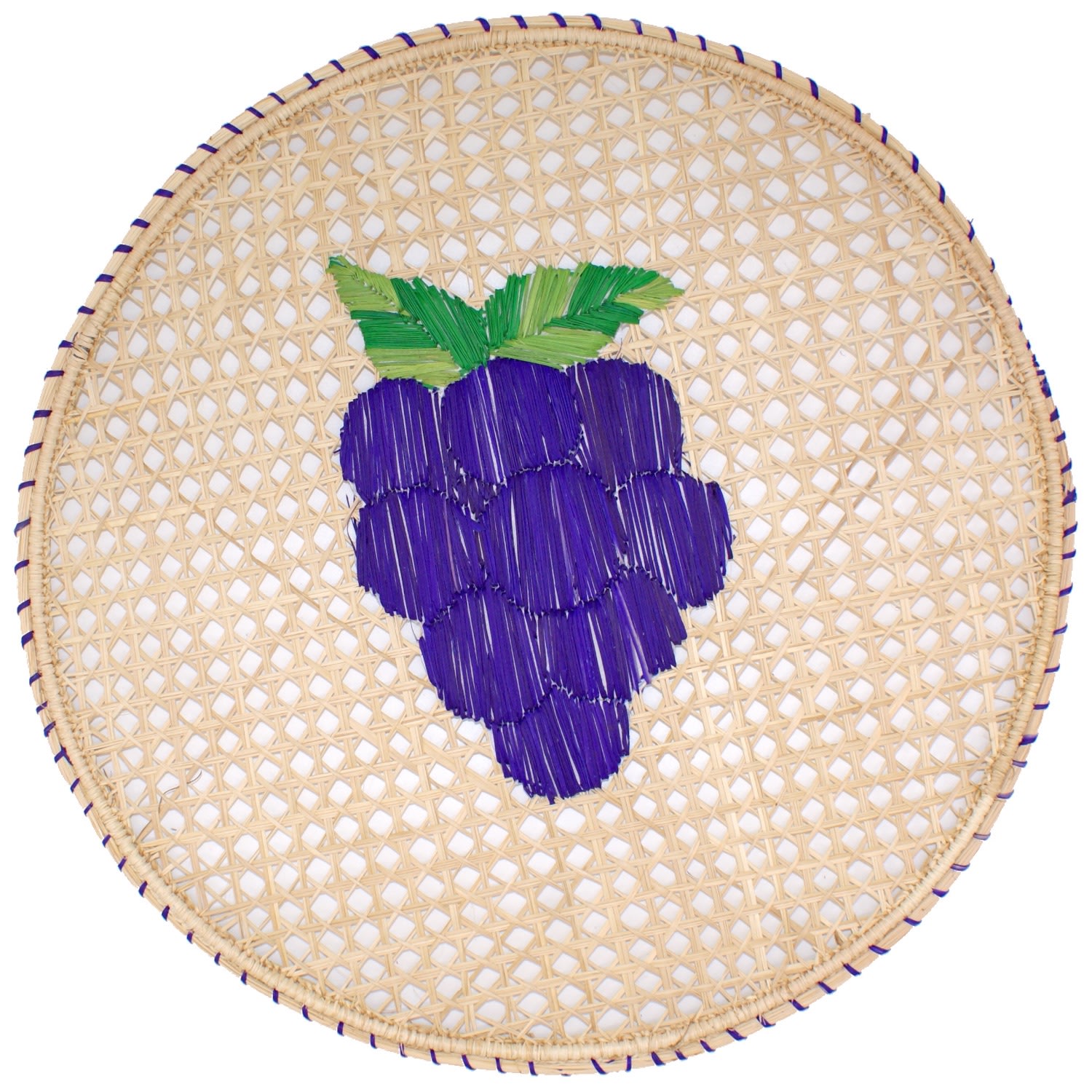 Pink / Purple Purple Grapes Straw Placemats Set Of 4 Washein