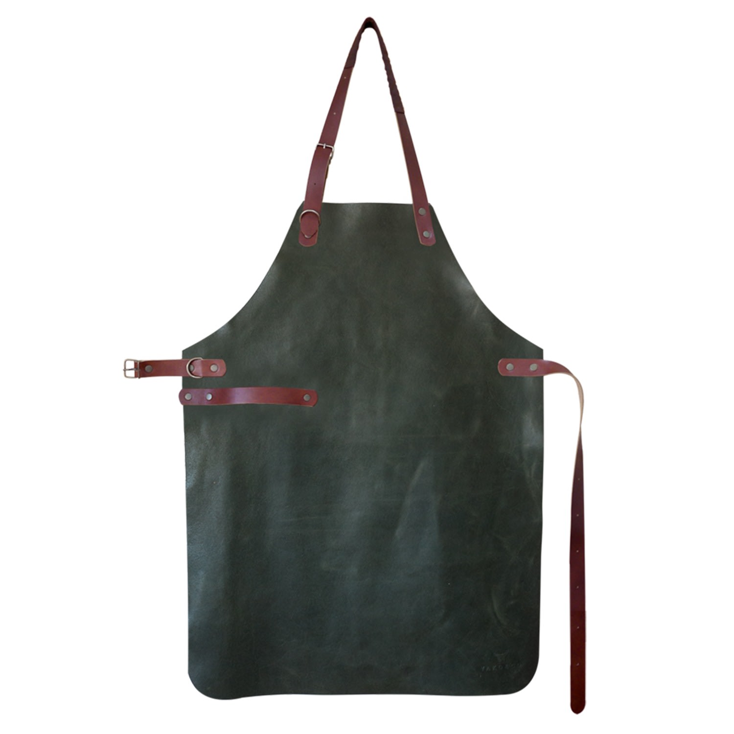 Yako&co Premium Genuine Leather Apron - Green Forest A In Green