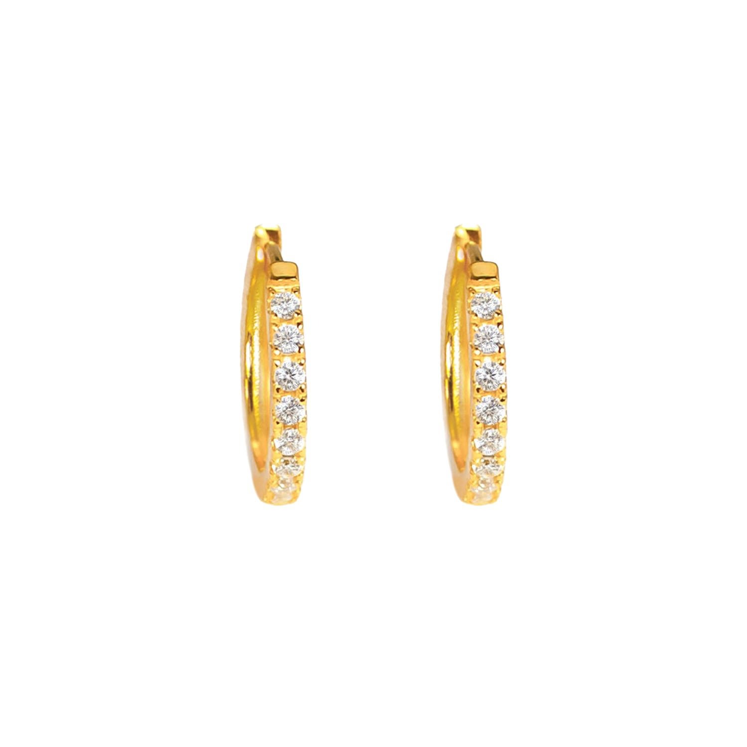 Women’s Pavé Huggie Gold Hoop Earrings Marie June Jewelry