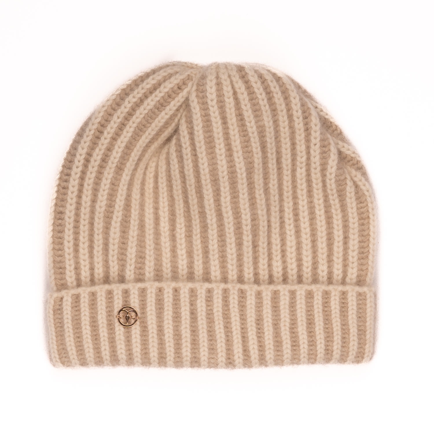 Bel Cashmere Women's Neutrals Knitted Cashmere Hat Ivory And Beige In Beige/white