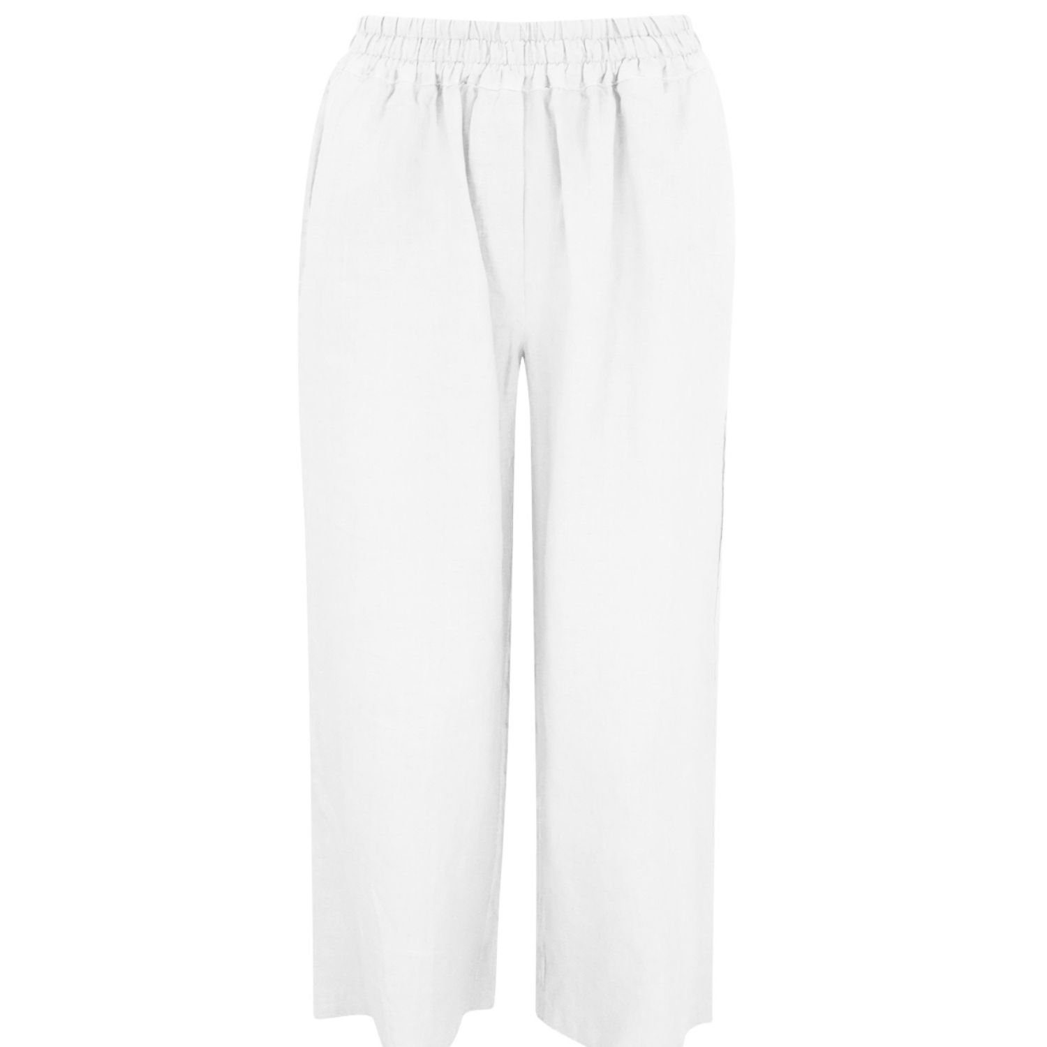 Haris Cotton Women's Solid Wide Leg Linen Pants With Slant Pocket White In White