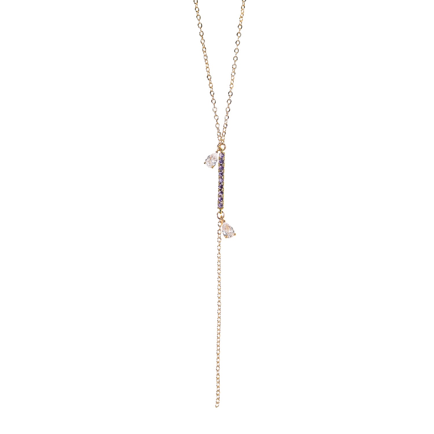 Studio Baloge Women's Gold / Purple Nuit Lariat Necklace In Metallic