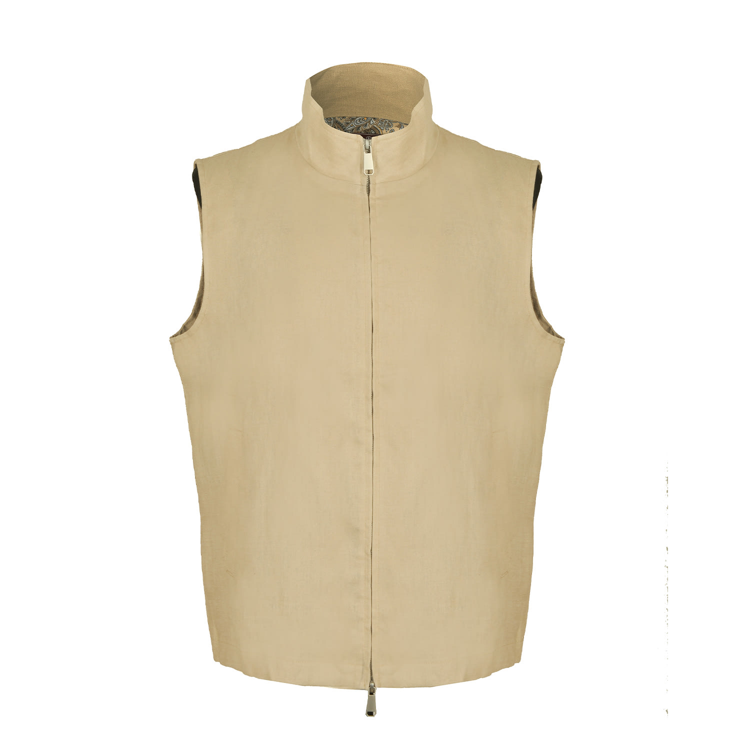 David Wej Men's Neutrals Hugo Linen Gilet - Beige
