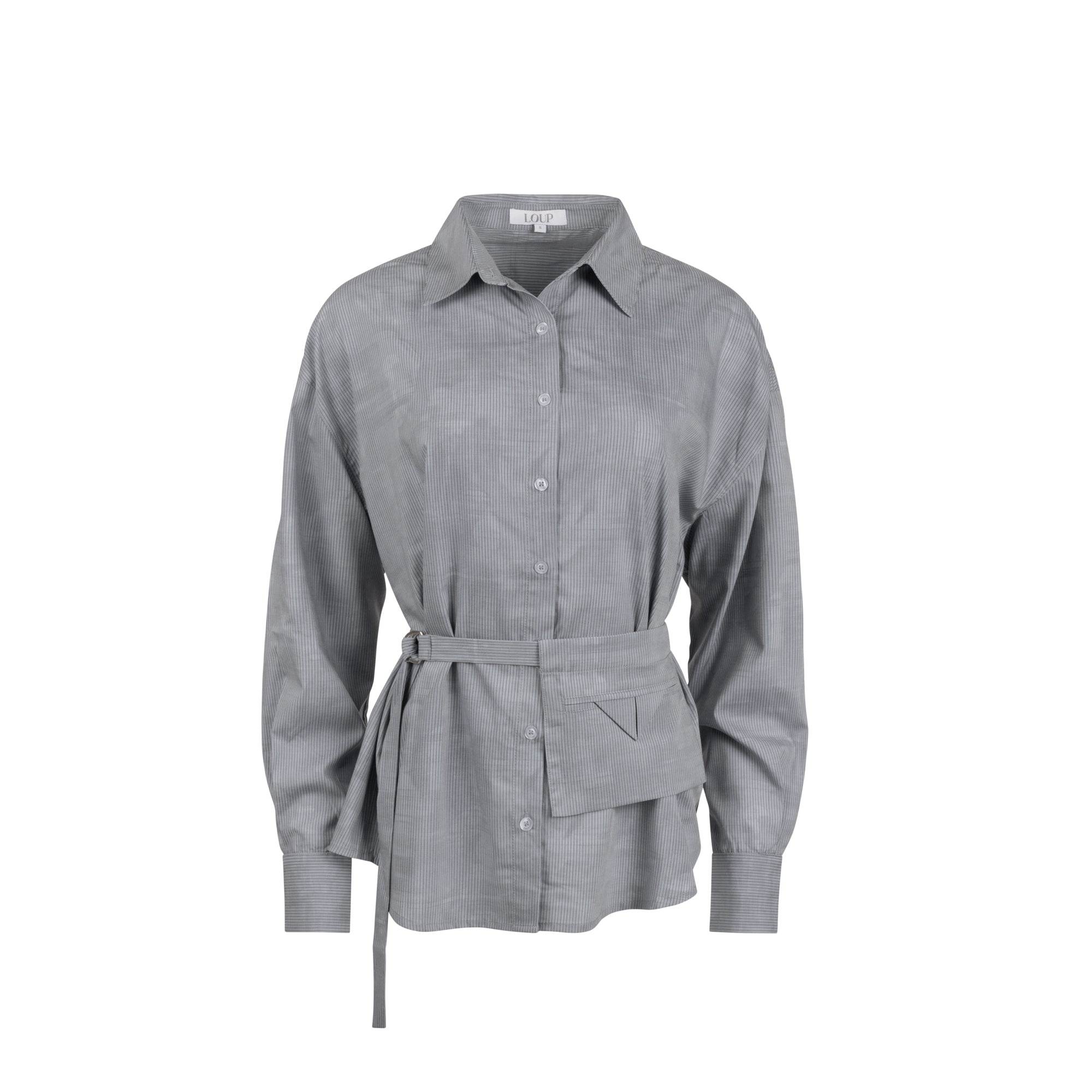 Loup Clothing Women's Grey Pinstripe Blouse In Gray