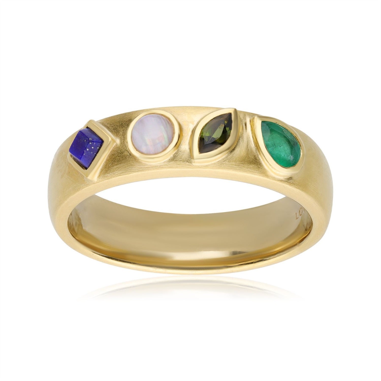 Women’s Coded Whispers Brushed 9Ct Yellow Gold ’Love’ Acrostic Gemstone Ring Gemondo