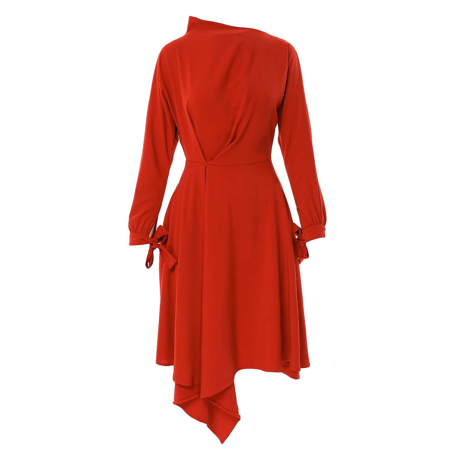 Larisa Dragna Women's Red Poppy Pleated Asymmetric Dress In Red