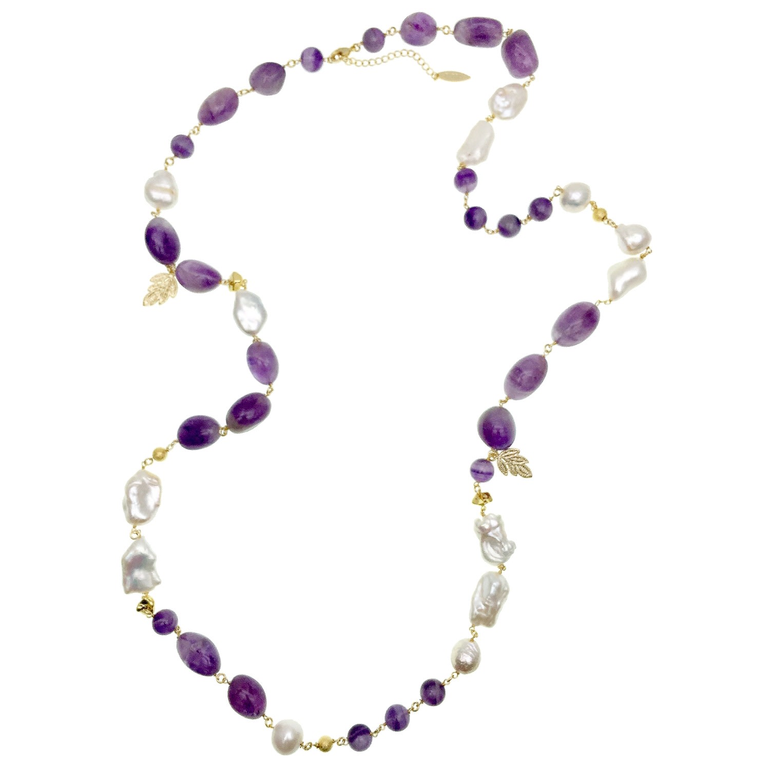 Farra Women's Pink / Purple / White Amethyst & Freshwater Pearls Multi-way Necklace