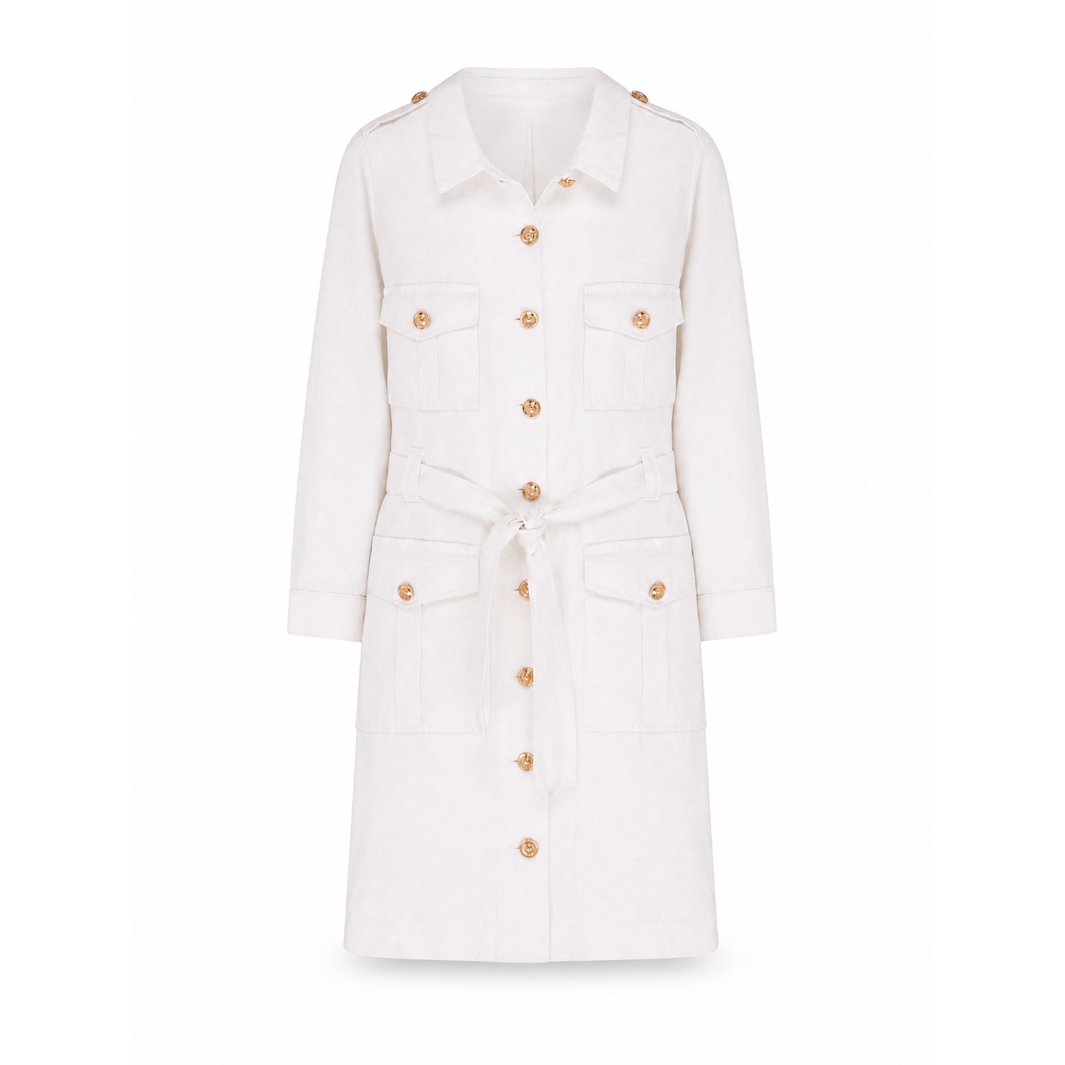 Women's U53 White Linen Safari Dress | Extra Large | Coulange