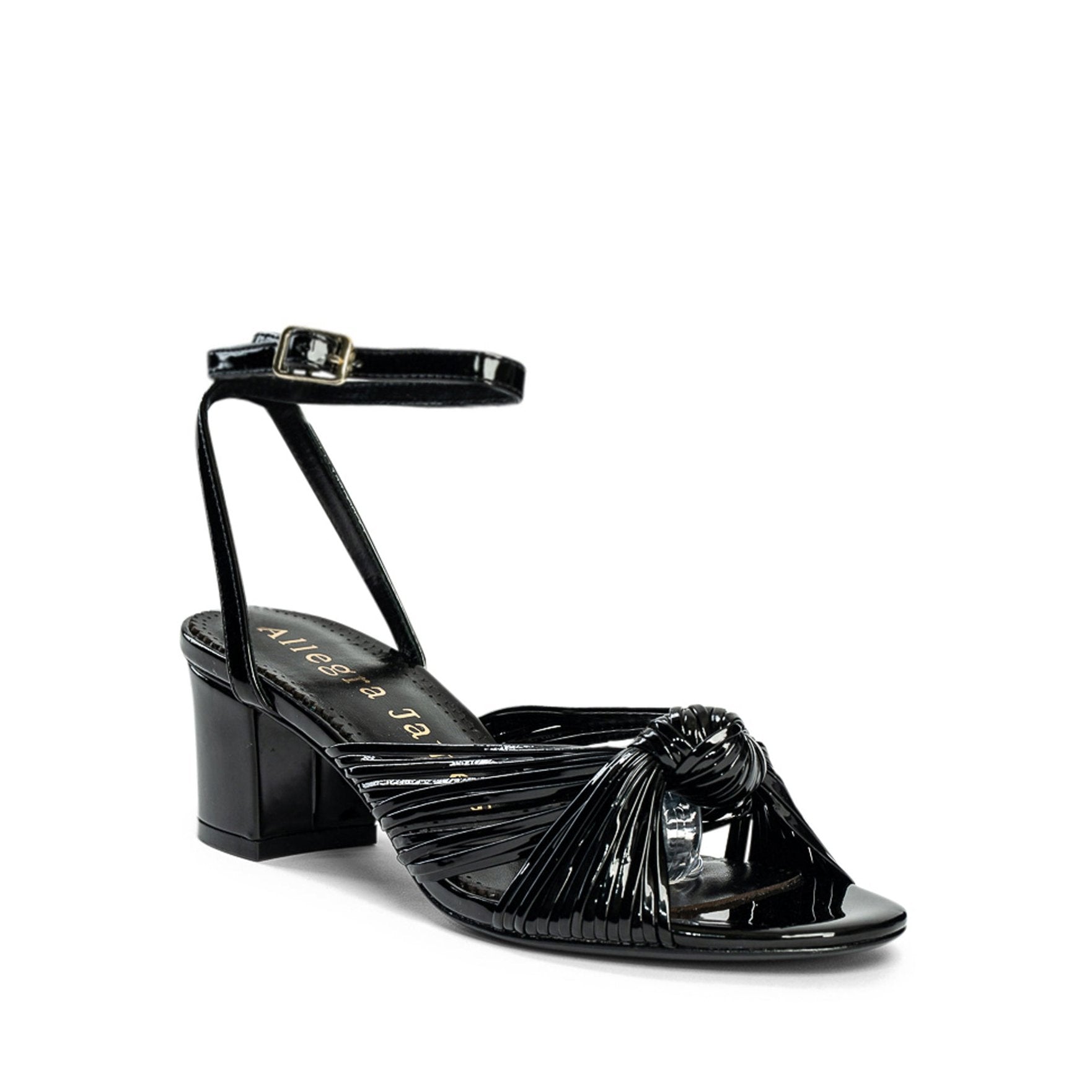 Allegra James Women's Layla Black Work Evening Leather Low Heel Sandal In Black