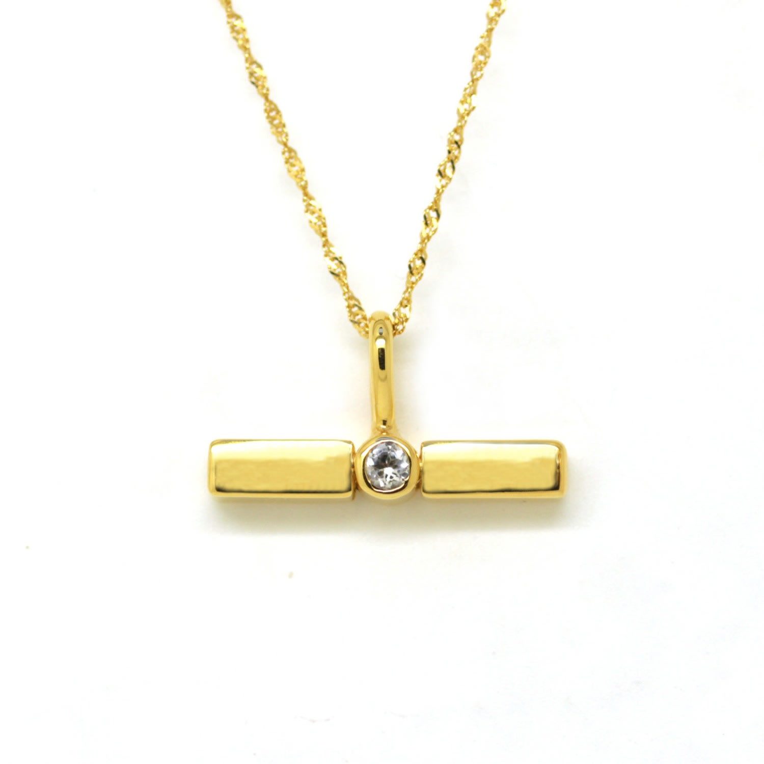Etta Burton Jewellery Women's T Bar Topaz Gold Vermeil Pendant Necklace
