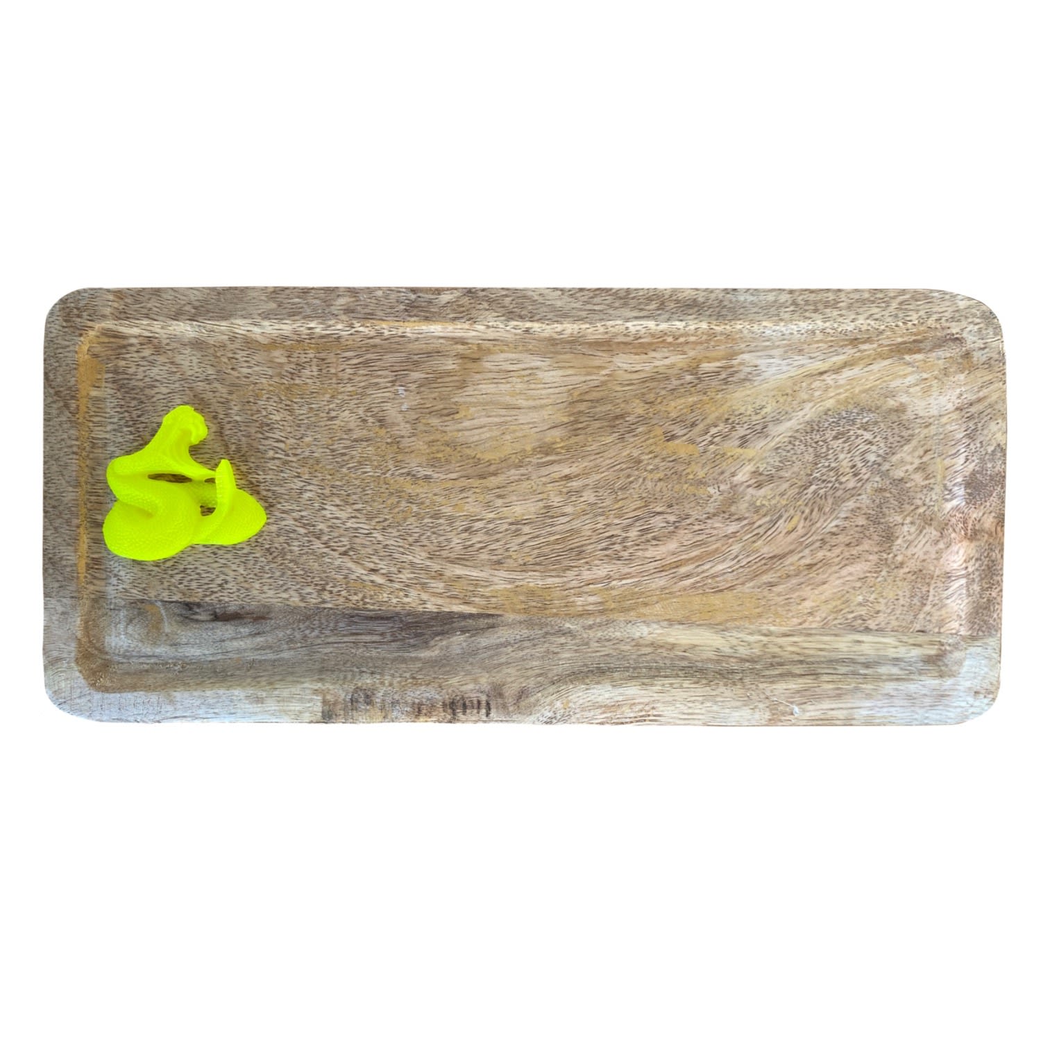 Wooden Tray Natural With Neon Yellow Snake Catchii