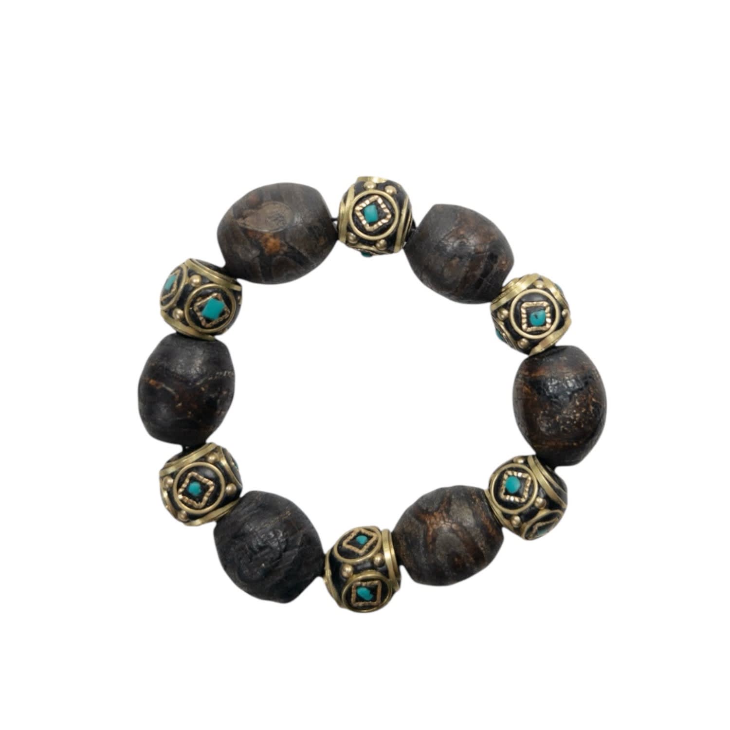 By Virgo Women's Brown / Blue / Gold Agathe Horizon Beaded Bracelet