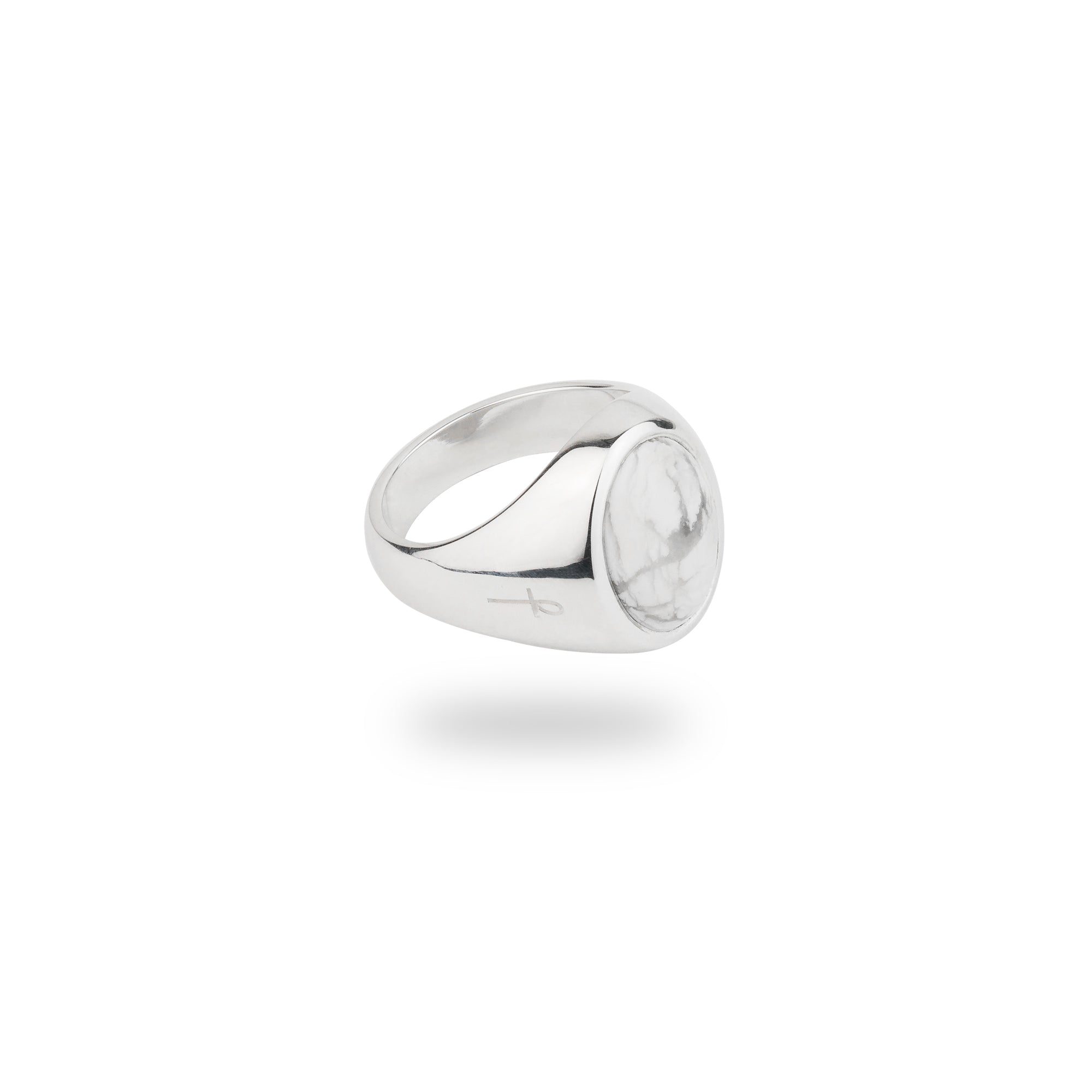 Women’s Silver Jamestown White Howlite Oval Stone Ring Phira London