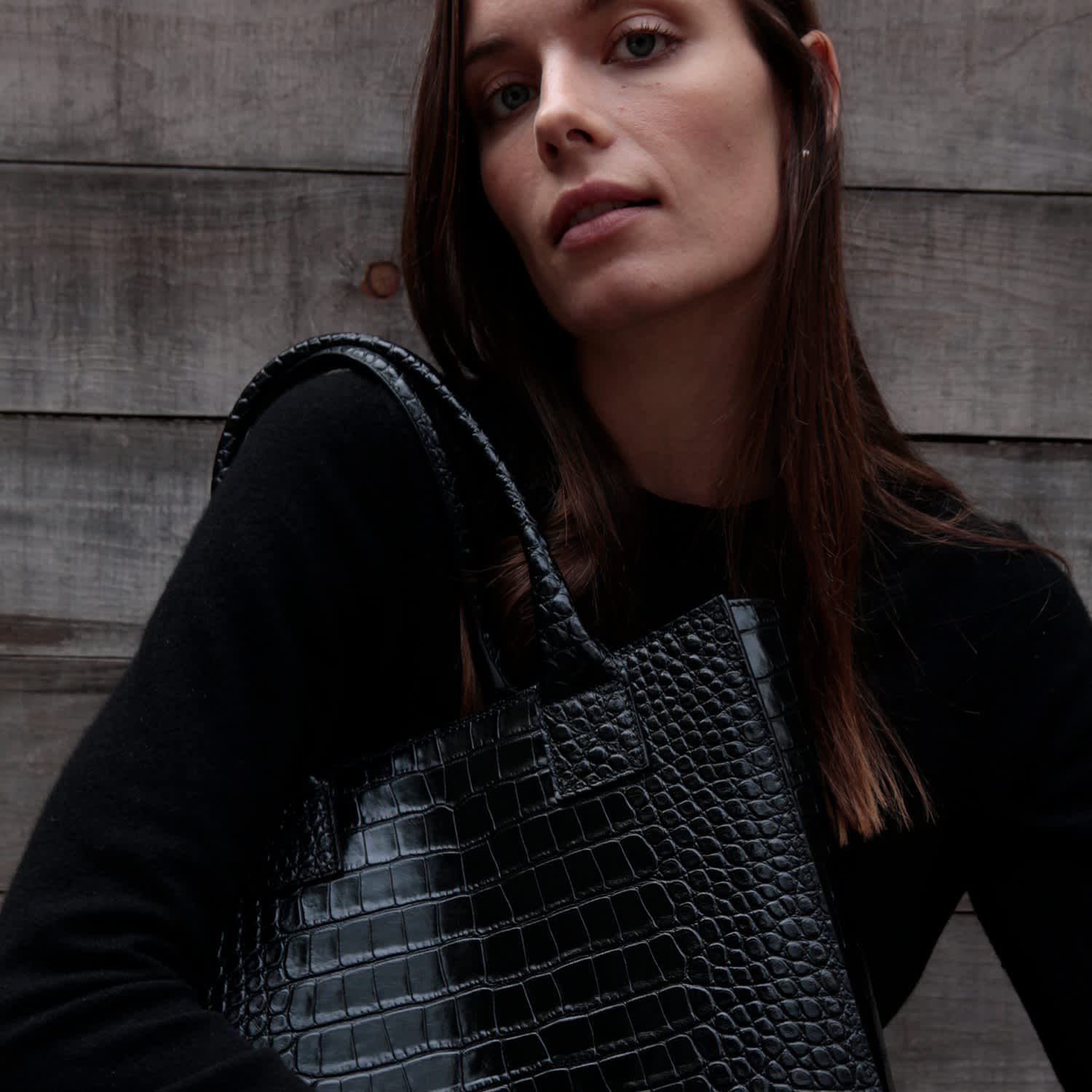 Duke Shopper Tote in Croc-Embossed Leather