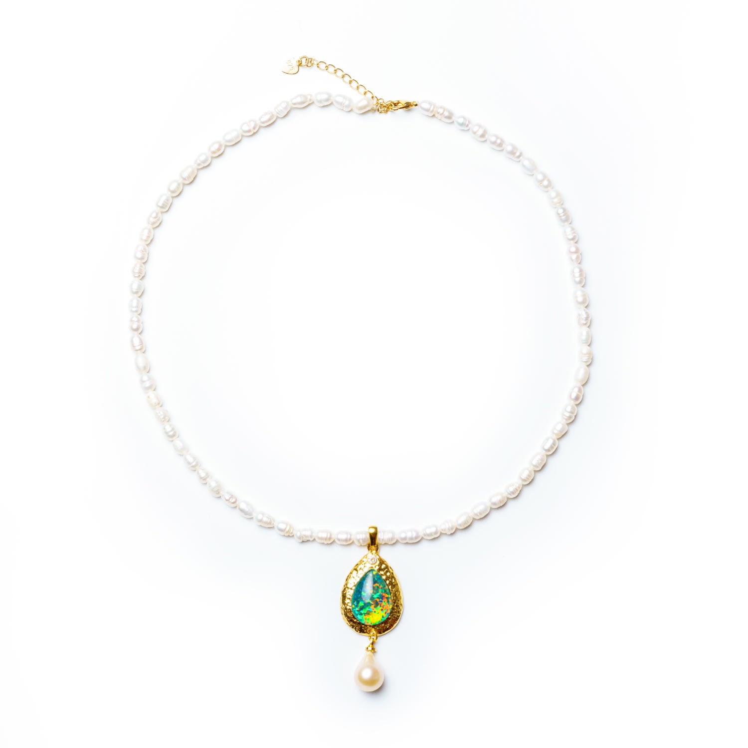 Women’s Gold / Green / White The Dune Pearl Necklace Eunoia Jewels