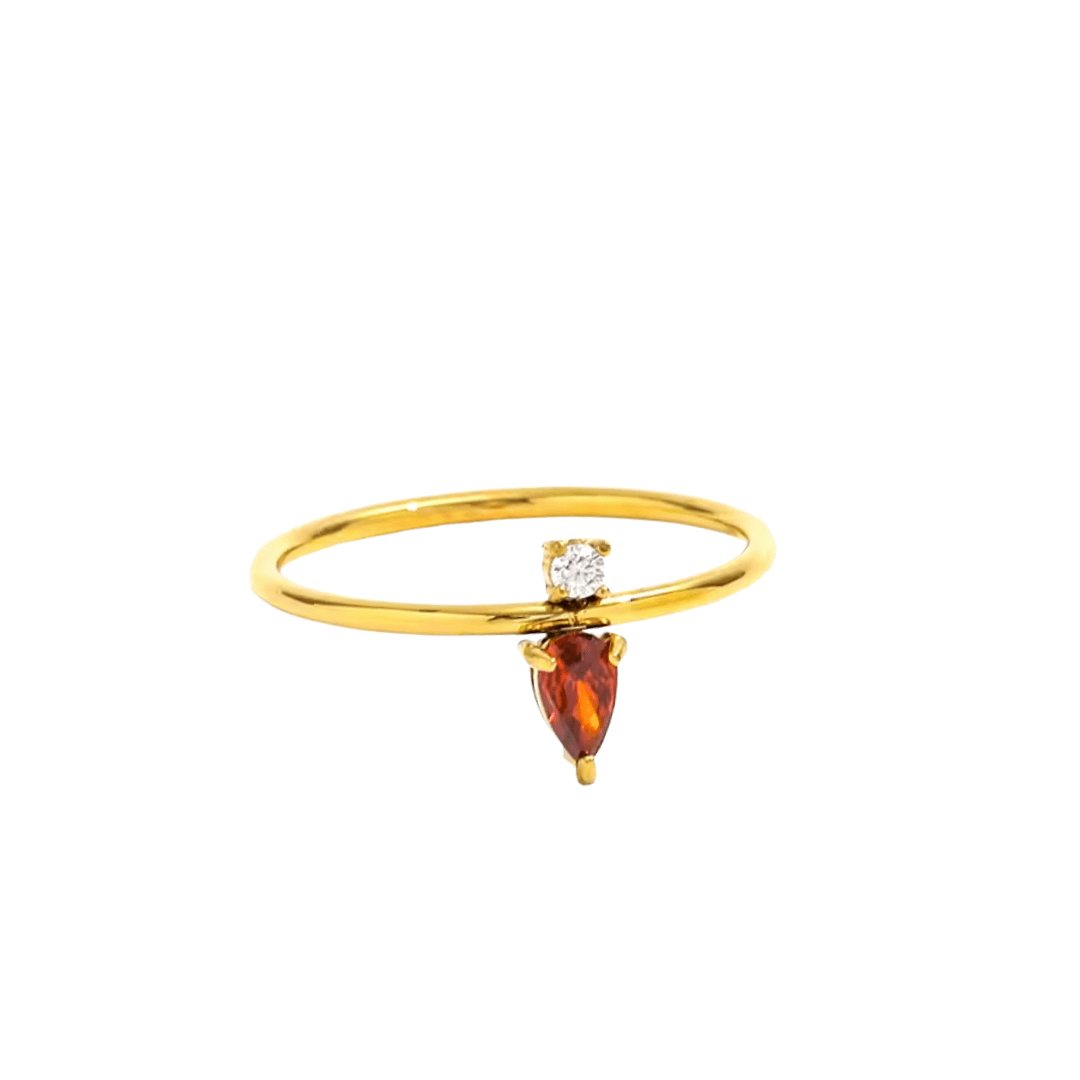 Mg Jewelry Women's White / Red / Gold Ruby Stone Waterproof Ring In Multi