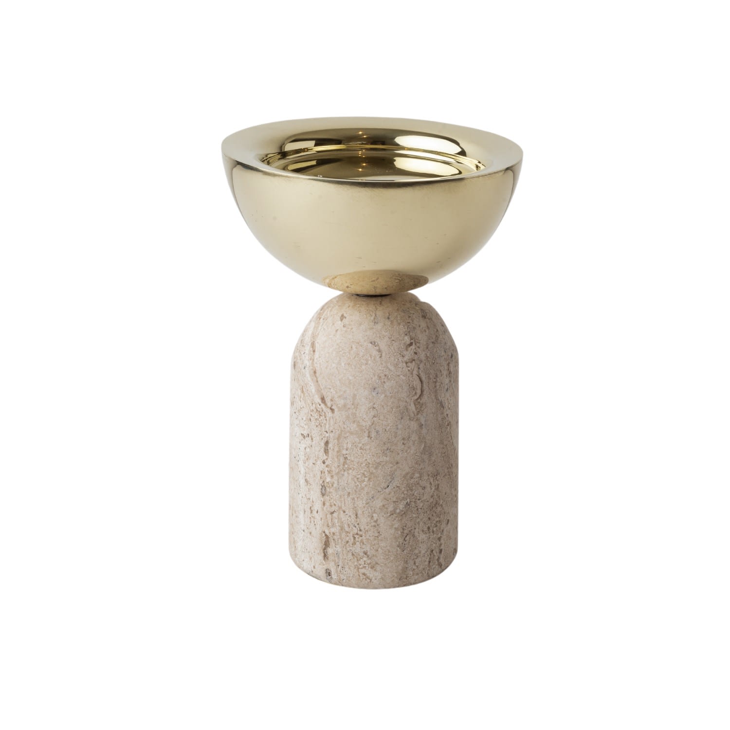 Neutrals Votive Marble & Brass Candle Holder Small - Travertine . Bruci Editora De Diseo