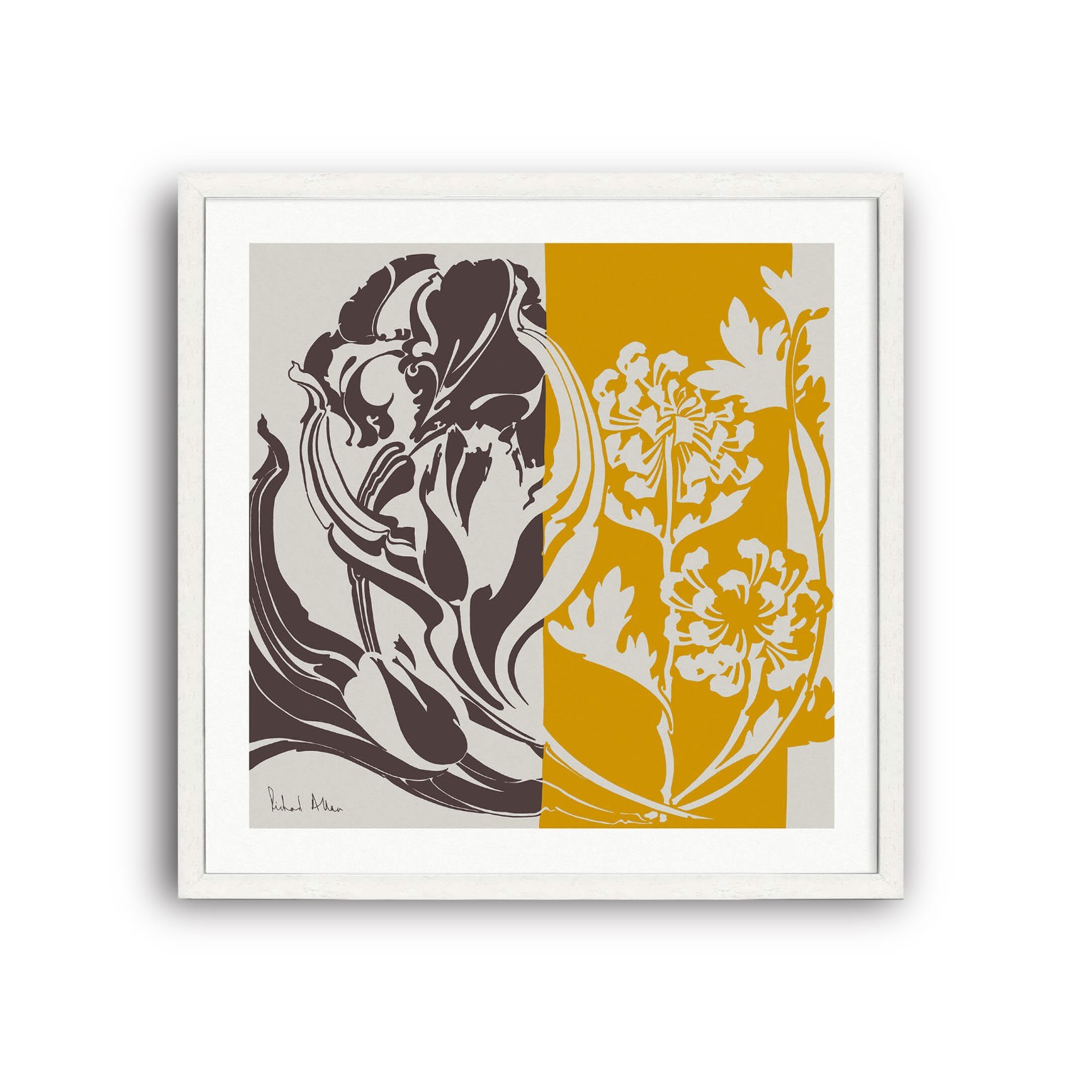 Richard Allan London White / Grey / Yellow Yellow Aster Art Print
