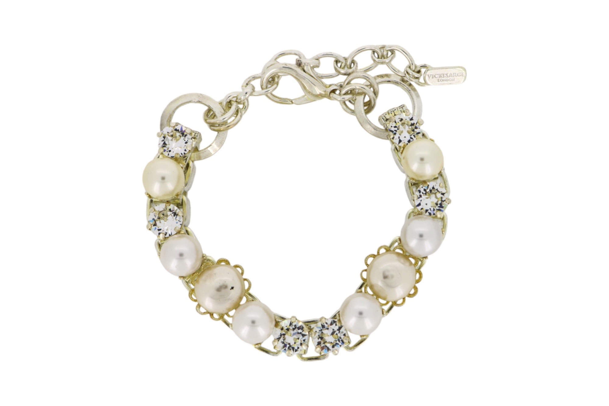 Vickisarge Women's Silver / Neutrals / White The Silver Ruff Bracelet