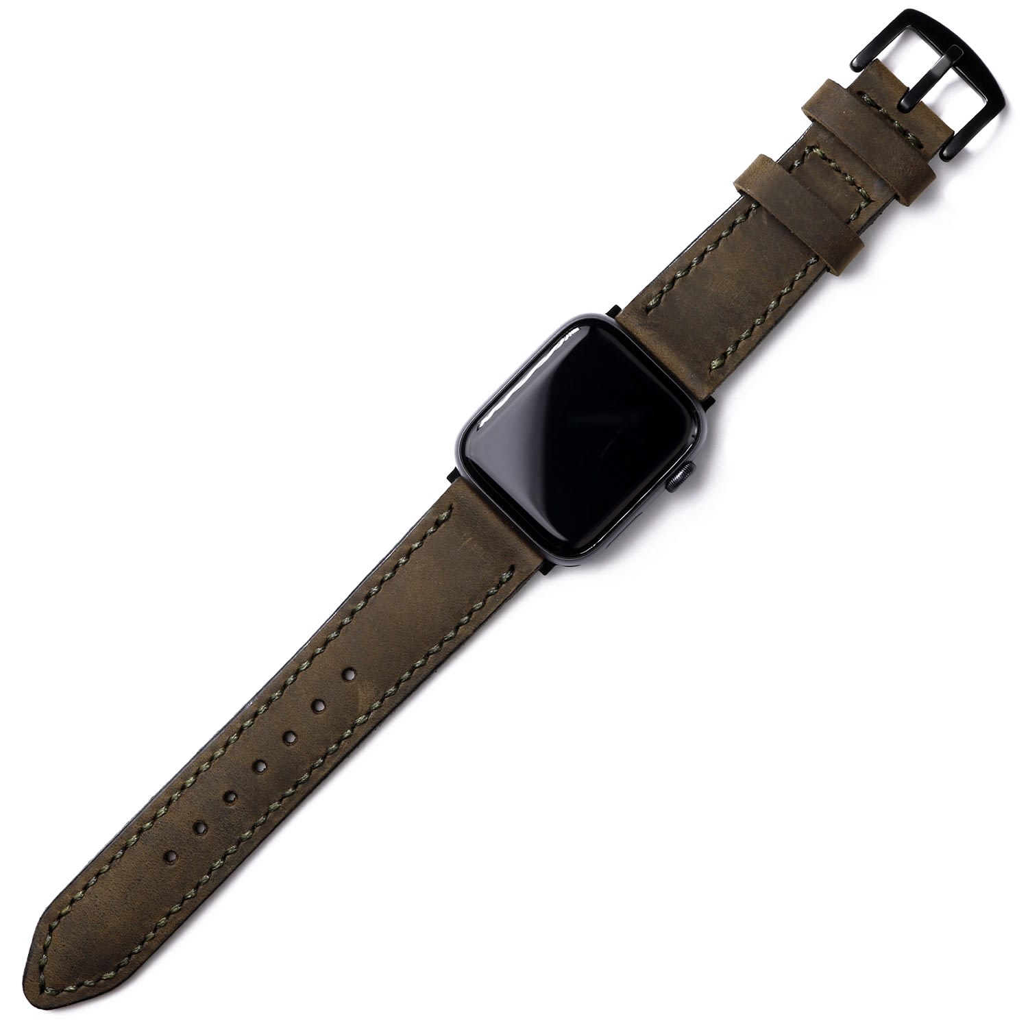 Roarcraft Men's Green / Brown Custom Made Apple Watch Strap - Antique Green In Green/brown
