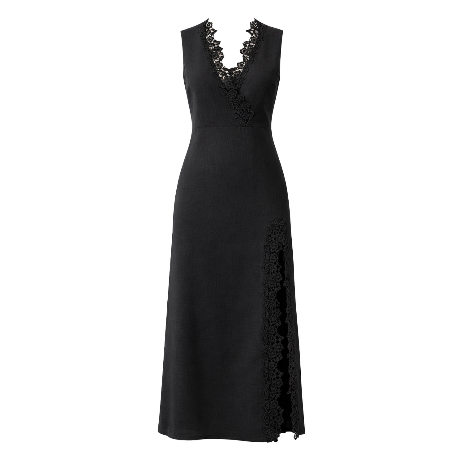 Women&rsquo;s Black Midnight Bloom - Embroidered Midi Dress | Extra Small | Mavlo