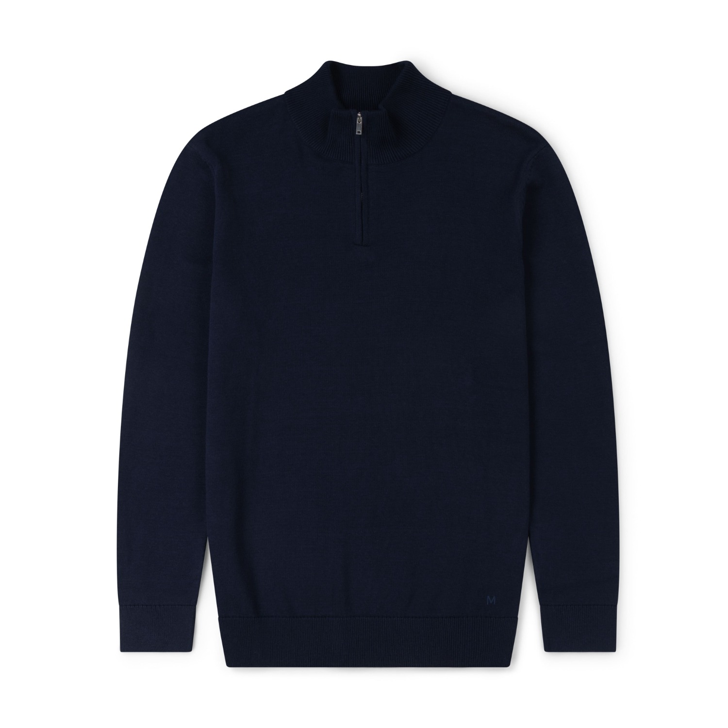 Marame Men's Blue Italian Fine Knit Half Zip - Navy In Blue