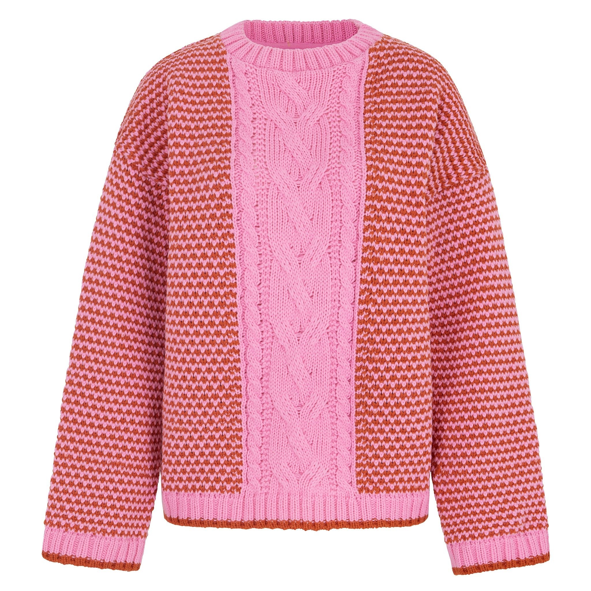 Women’s Pink / Purple Frankie Cable Crew Neck Jumper - Pink Small Cara & the Sky