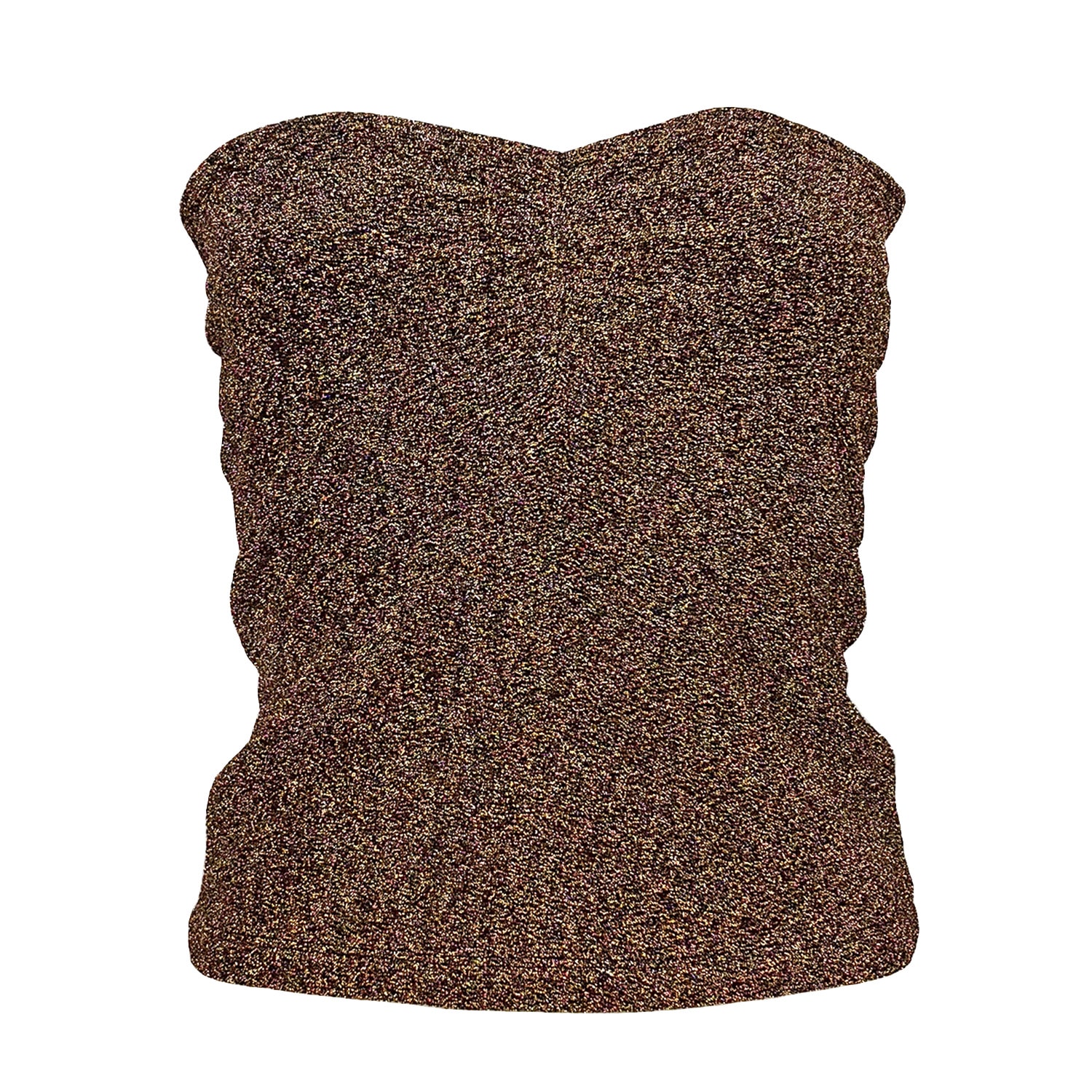 Lalipop Design Women's Brown Strapless Fitted Shiny Bronze Knitted Top In Brown
