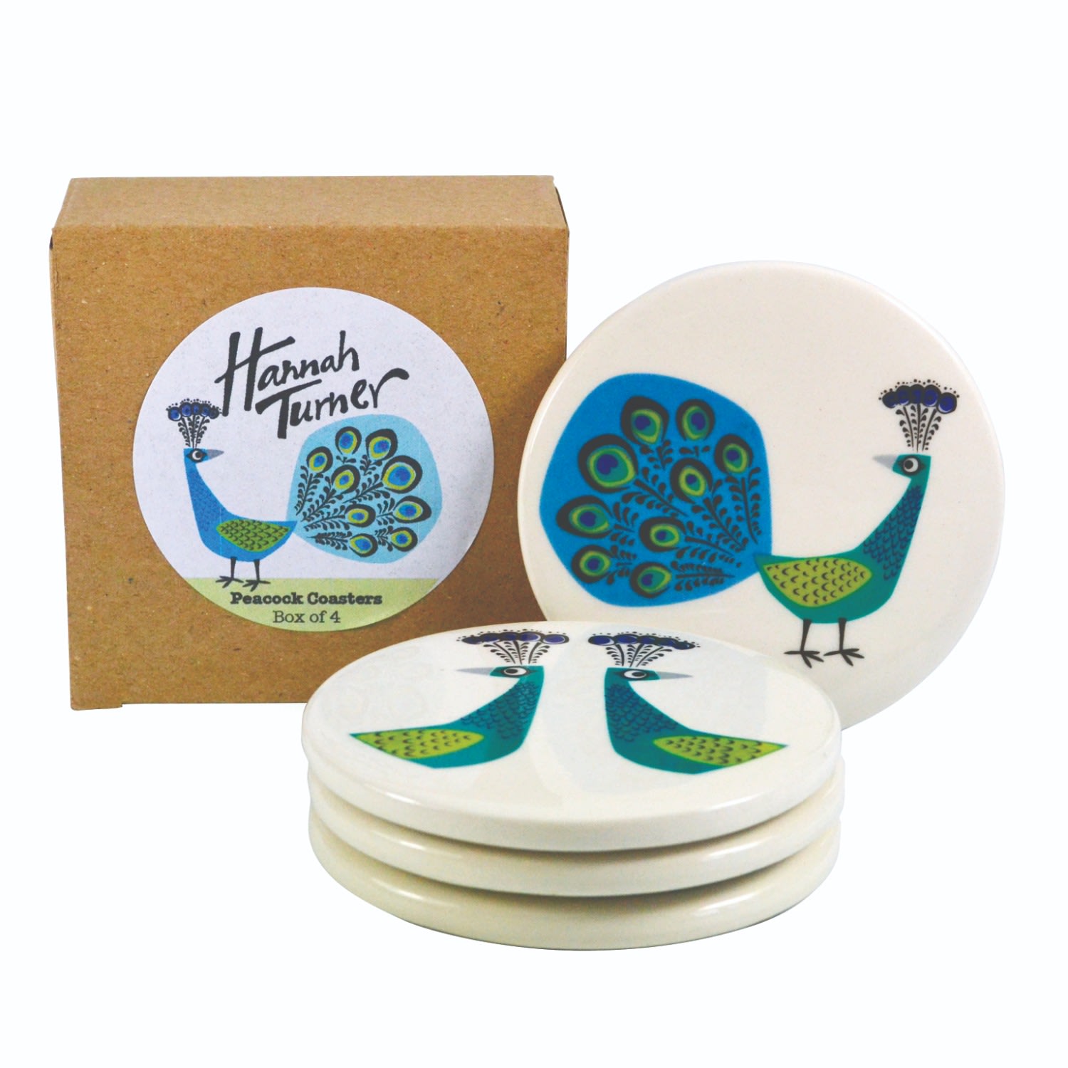 Hannah Turner Peacock Coasters In Multi