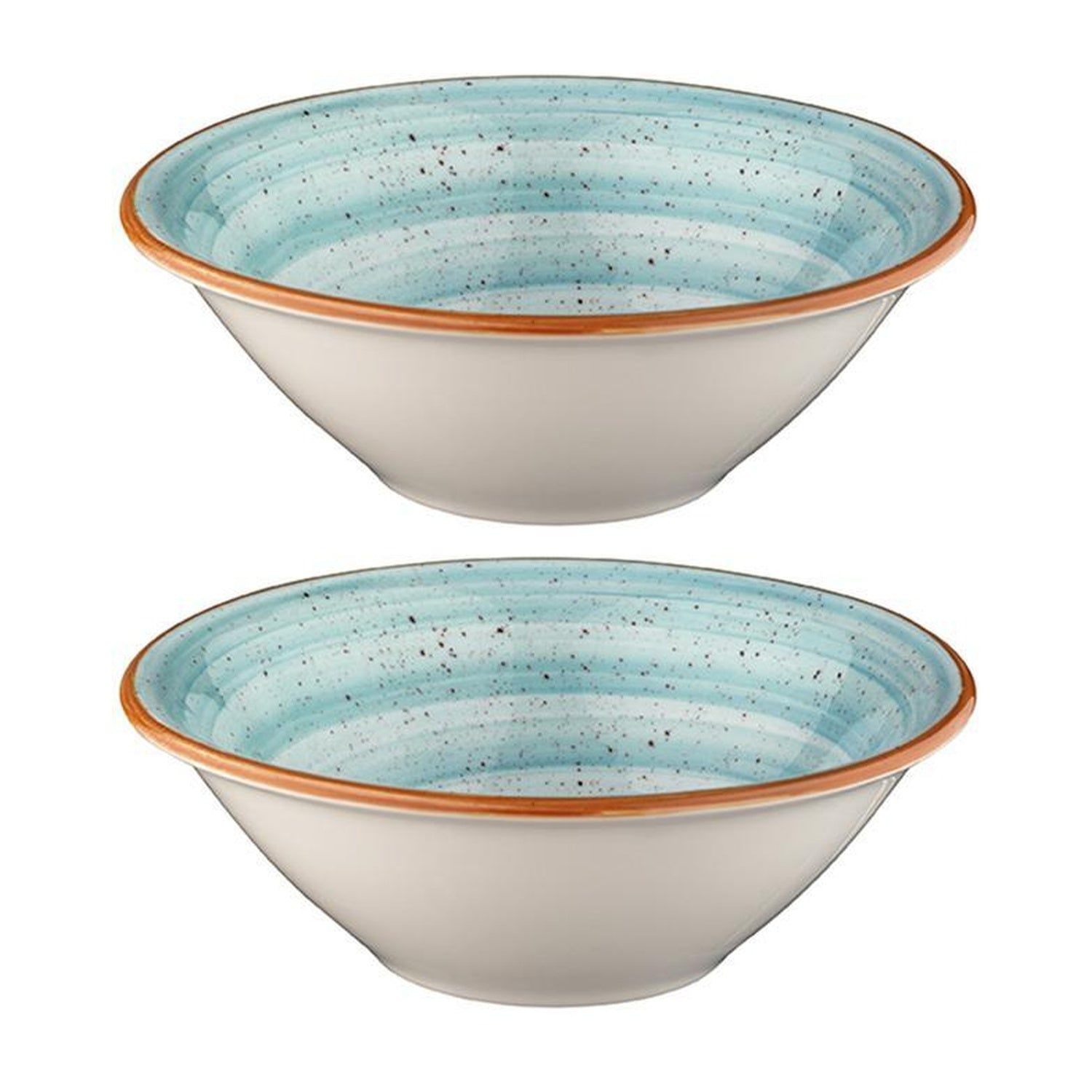Turgla Home Aqua Round Blue Porcelain Bowl Set Of Two