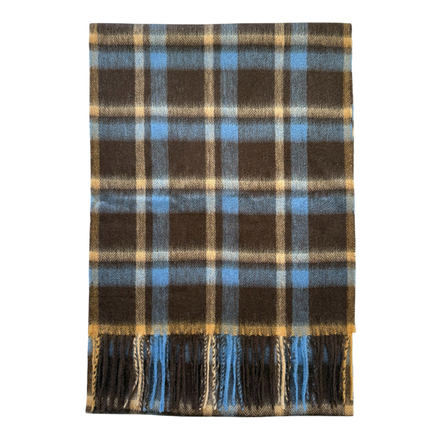 Nuaje Nuaje Women's Black / Brown / Blue Mongolian Cashmere Scarf In Midnight Plaid In Multi