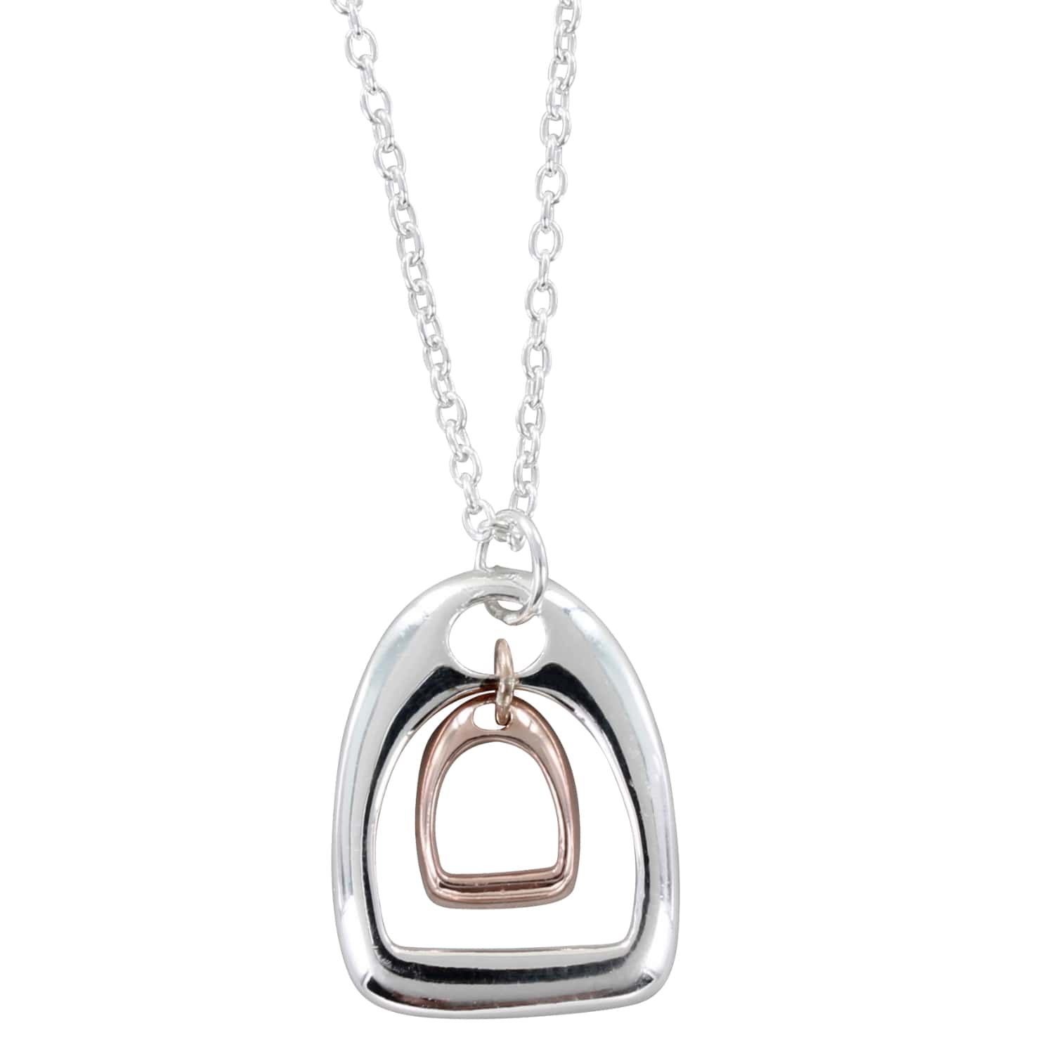 Women’s Silver / Rose Gold Sterling Silver Pair Of Stirrups Necklace Reeves & Reeves