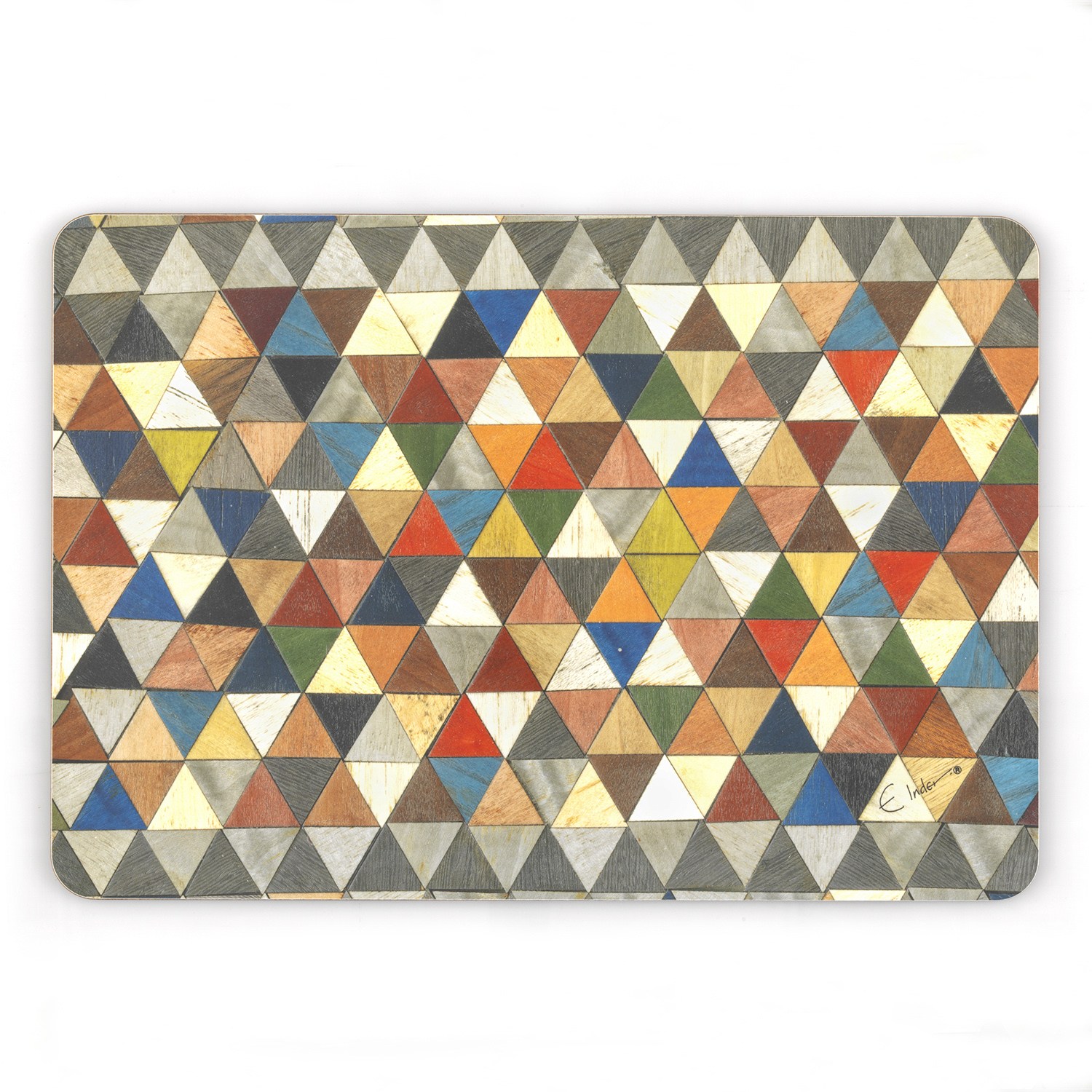 E. Inder Designs Two Chopping Boards Set. Boho Chic Mosaic Design From The Harlequin Range. Melamine On Both Sides. E In Multi